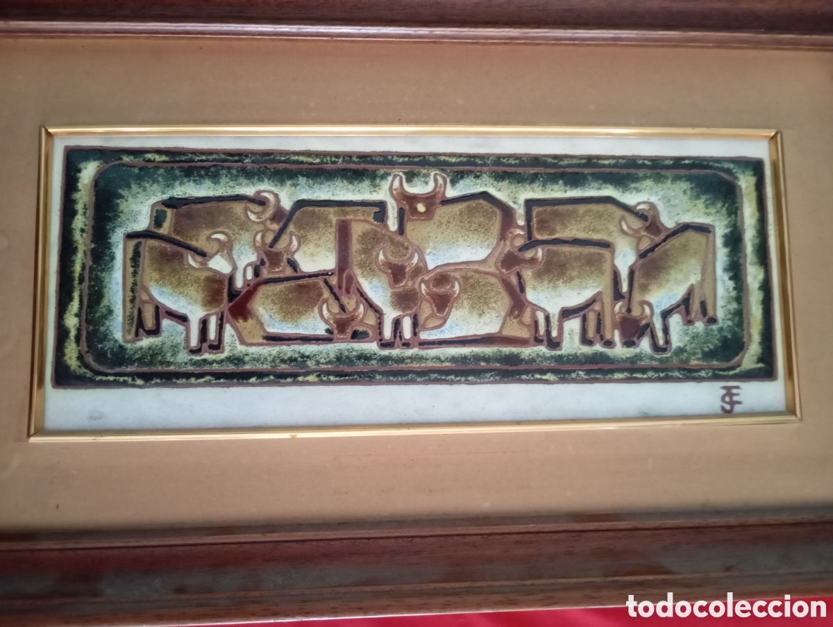 Bullfighting: Manada Toros Mural cer&aacute;mico vintage Zirconio Castell&oacute;n A&ntilde;os '70 # Tauromaquia Ganader&iacute;a Lidia