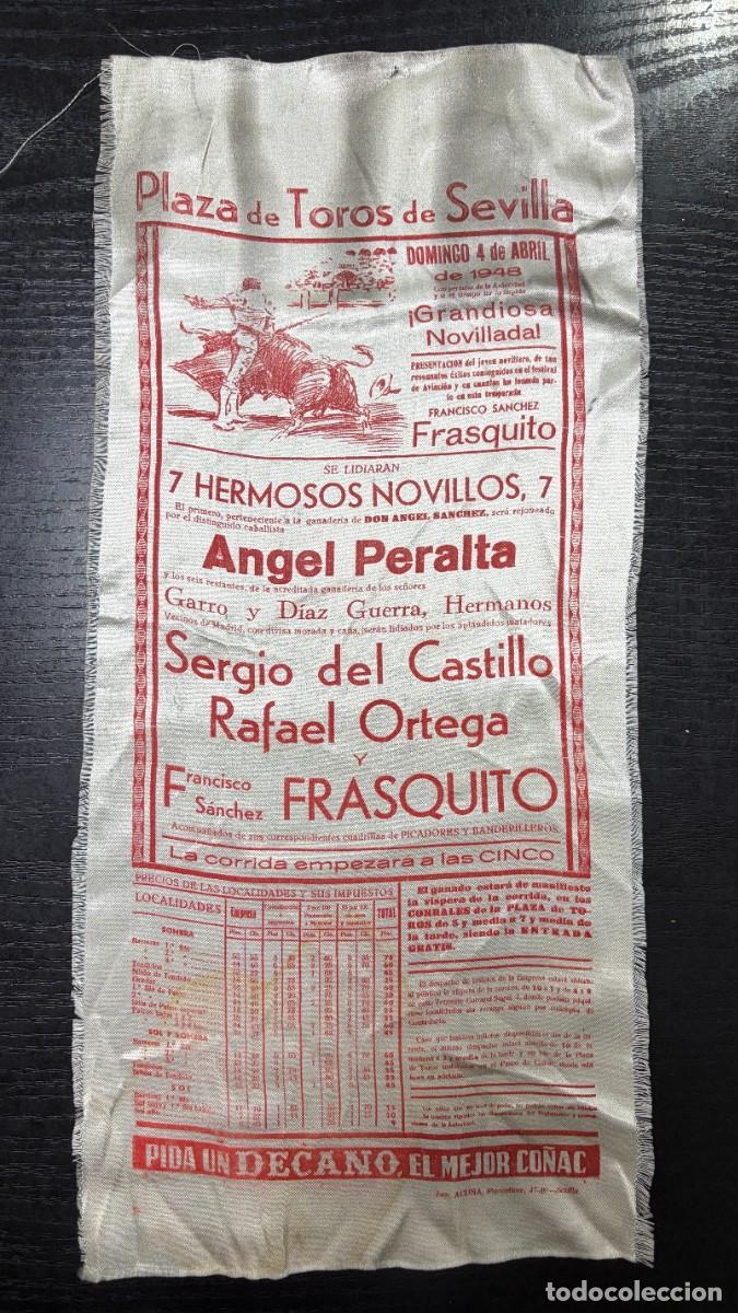 Tauromaquia: CARTEL SEDA. PLAZA TOROS SEVILLA. 1948. GANADER&Iacute;A ANGEL SANCHEZ. SERGIO DEL CASTILLO. RAFAEL ORTEGA