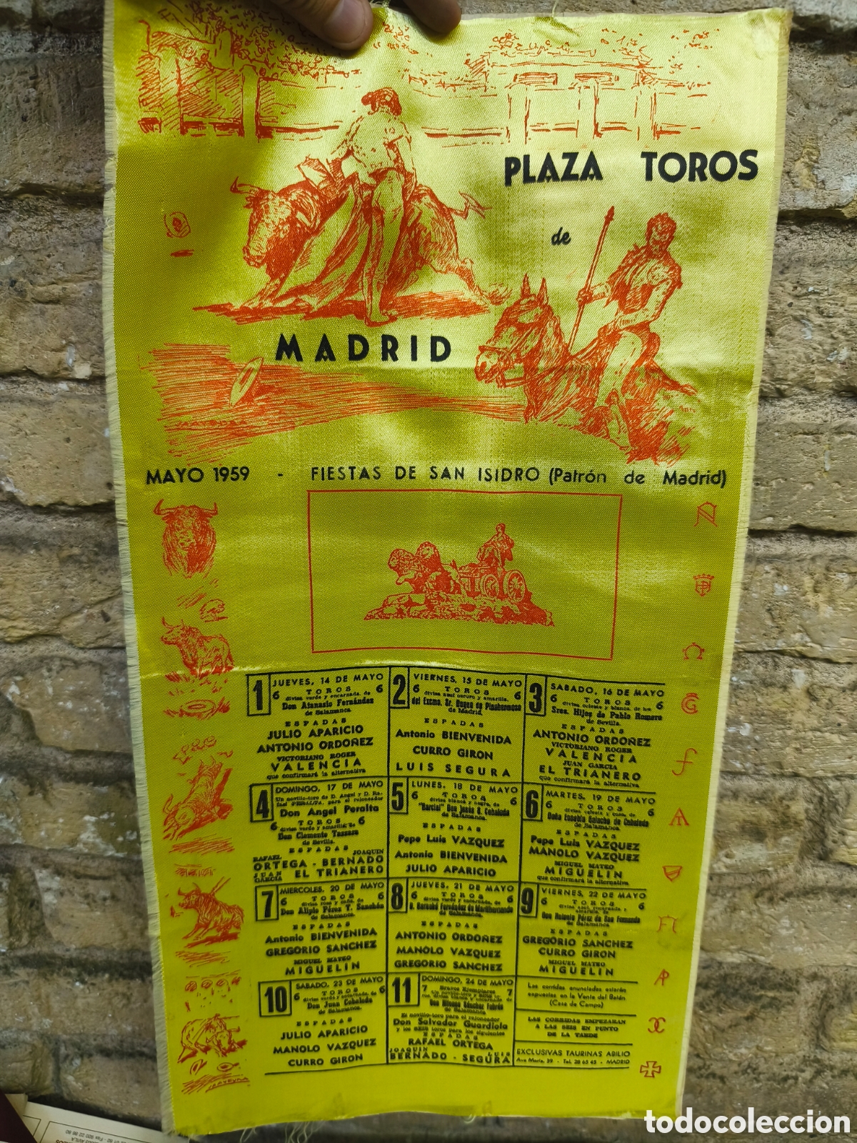 Tauromaquia: 1959 plaza de toros de Madrid, san isidro, en tela