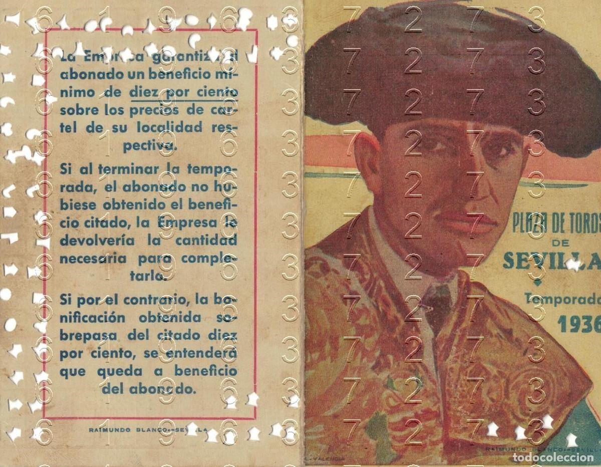 Tauromaquia: SEVILLA 1936 37 CARNET ABONO DE LA REAL MAESTRANZA PALCO SOMBRA B50