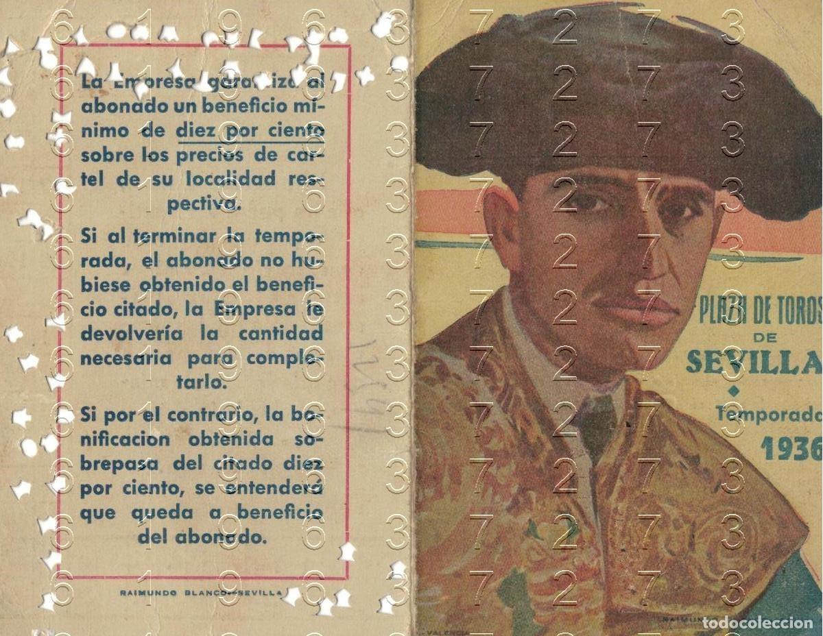 Tauromaquia: SEVILLA 1936 37 CARNET ABONO DE LA REAL MAESTRANZA PALCO SOMBRA B50