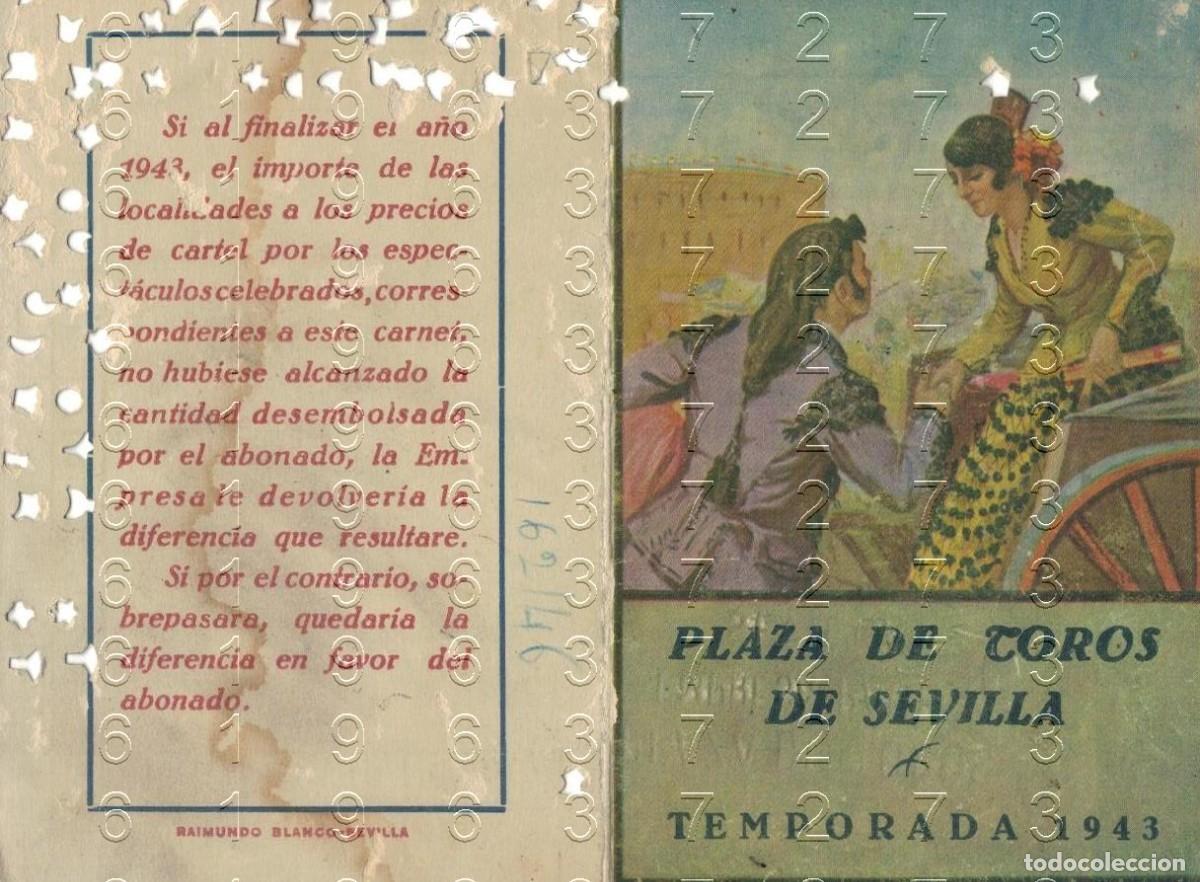 Tauromaquia: SEVILLA 1943 CARNET ABONO DE LA REAL MAESTRANZA PALCO SOMBRA B50