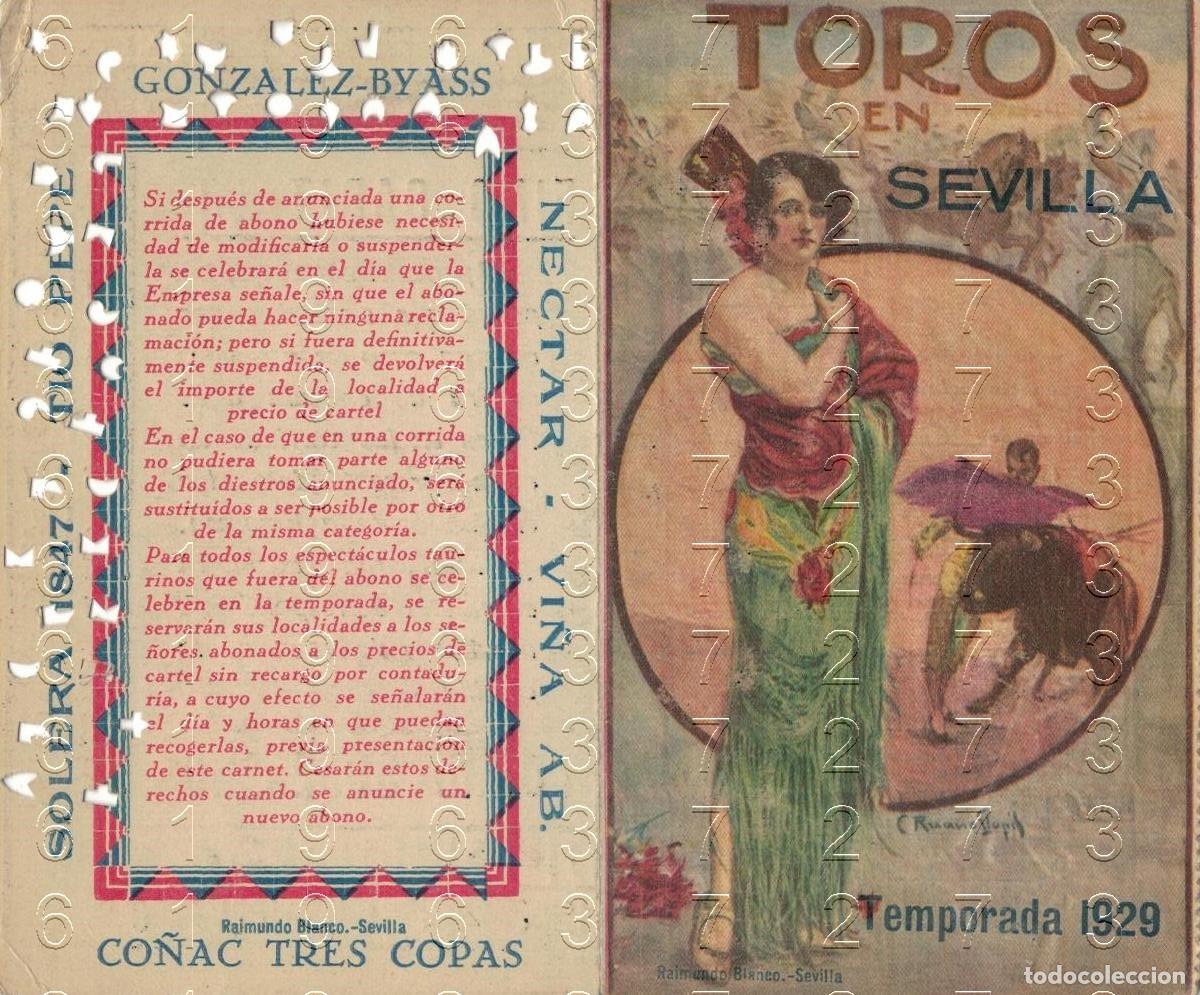 Tauromaquia: SEVILLA 1929 CARNET ABONO DE LA REAL MAESTRANZA PALCO SOMBRA B50