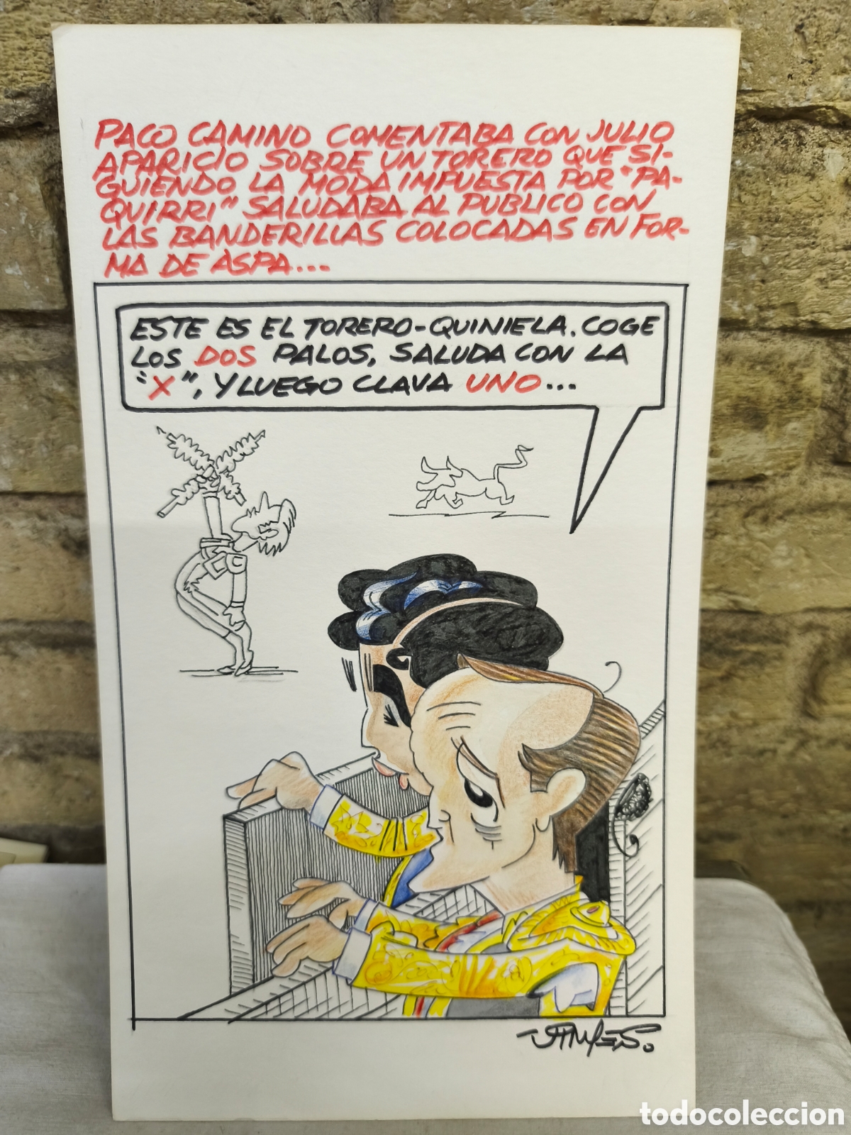 Tauromaquia: Dibujo original toreo humor, Vinyes, 26cm x 17cm