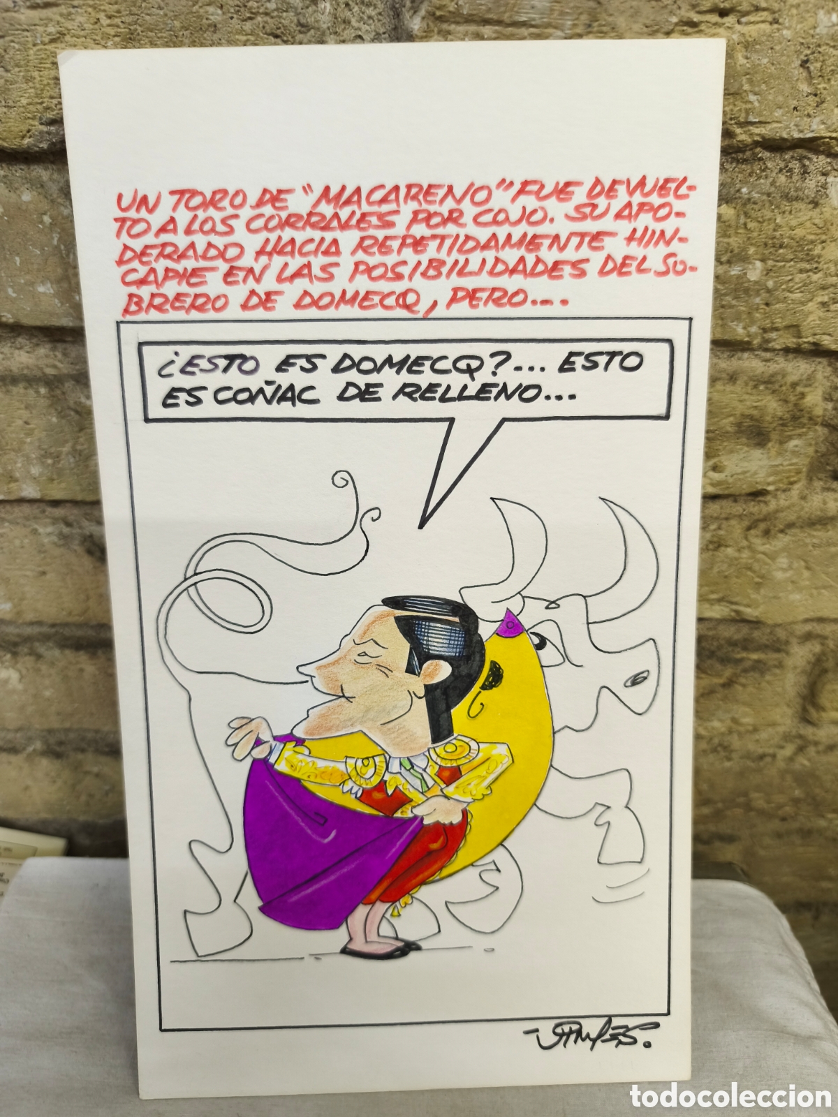 Tauromaquia: Dibujo original toreo humor, Vinyes, 26cm x 17cm