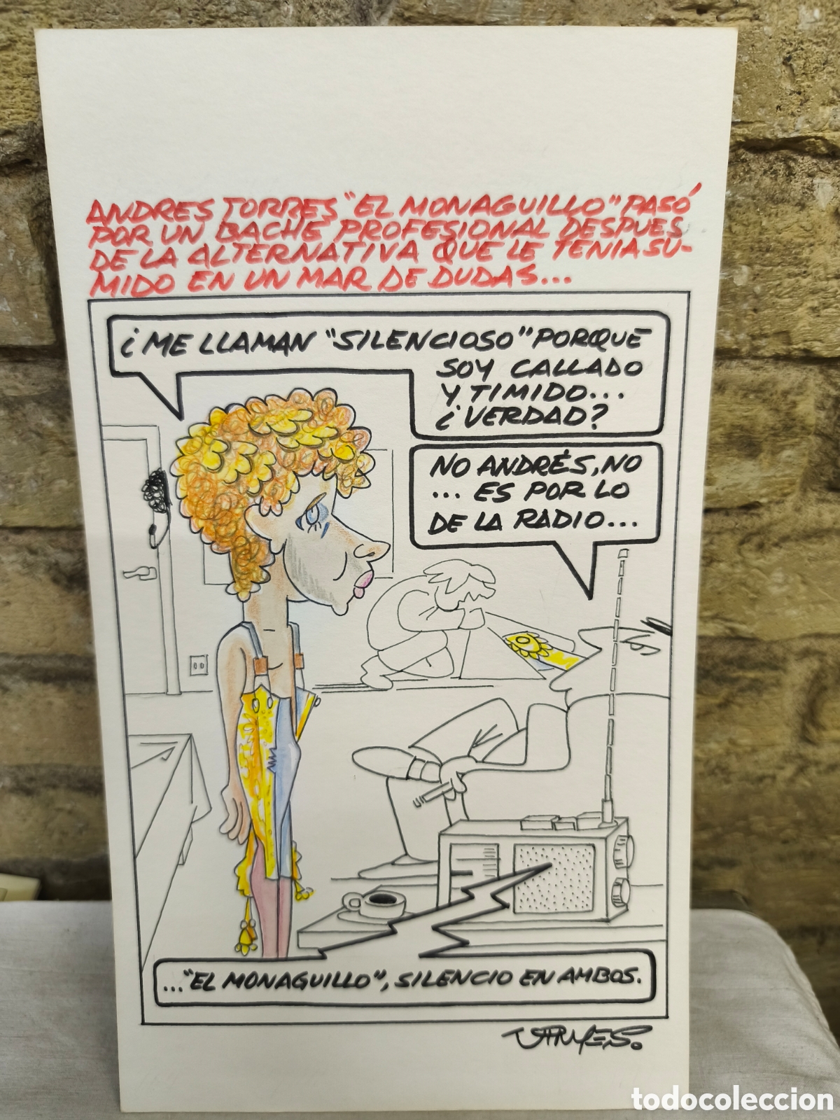 Tauromaquia: Dibujo original toreo humor, Vinyes, 26cm x 17cm
