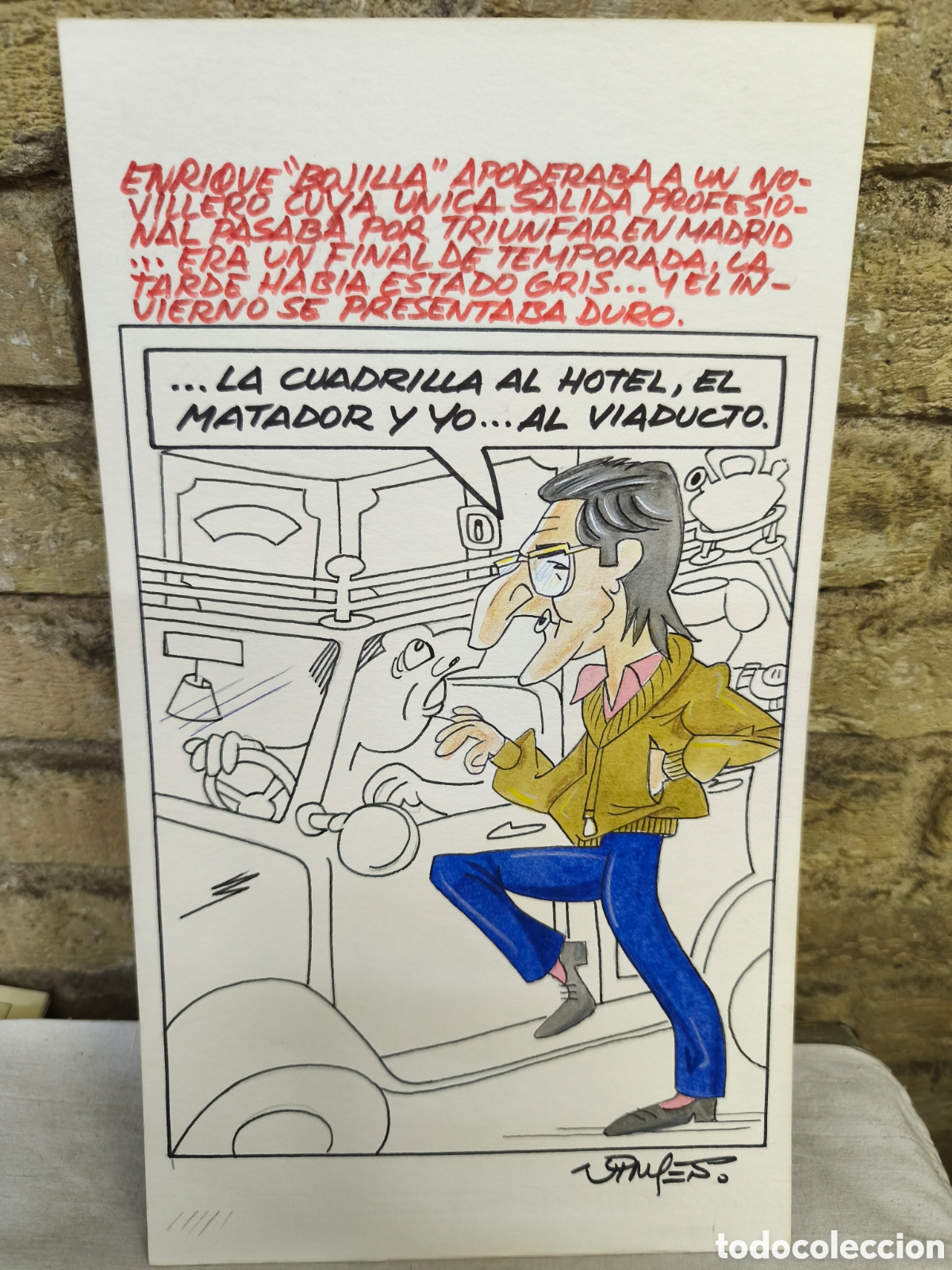 Tauromaquia: Dibujo original toreo humor, Vinyes, 26cm x 17cm