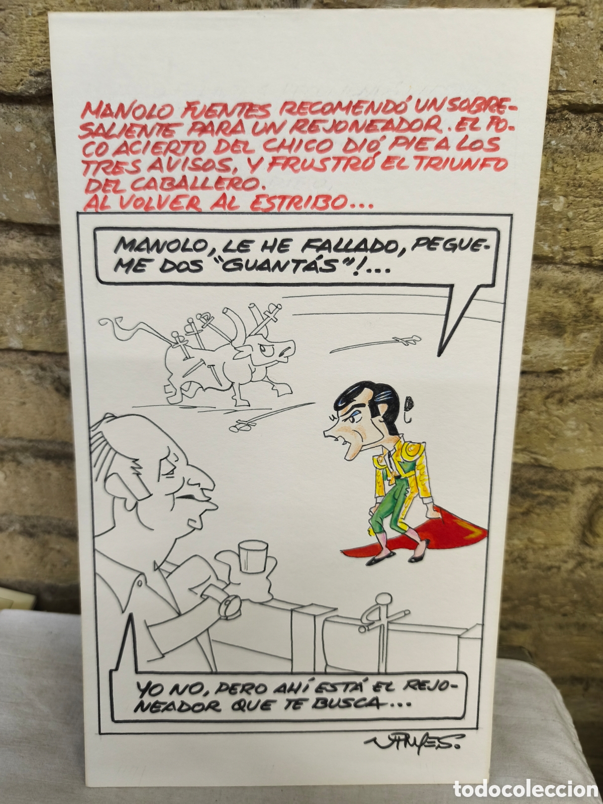 Tauromaquia: Dibujo original toreo humor, Vinyes, 26cm x 17cm