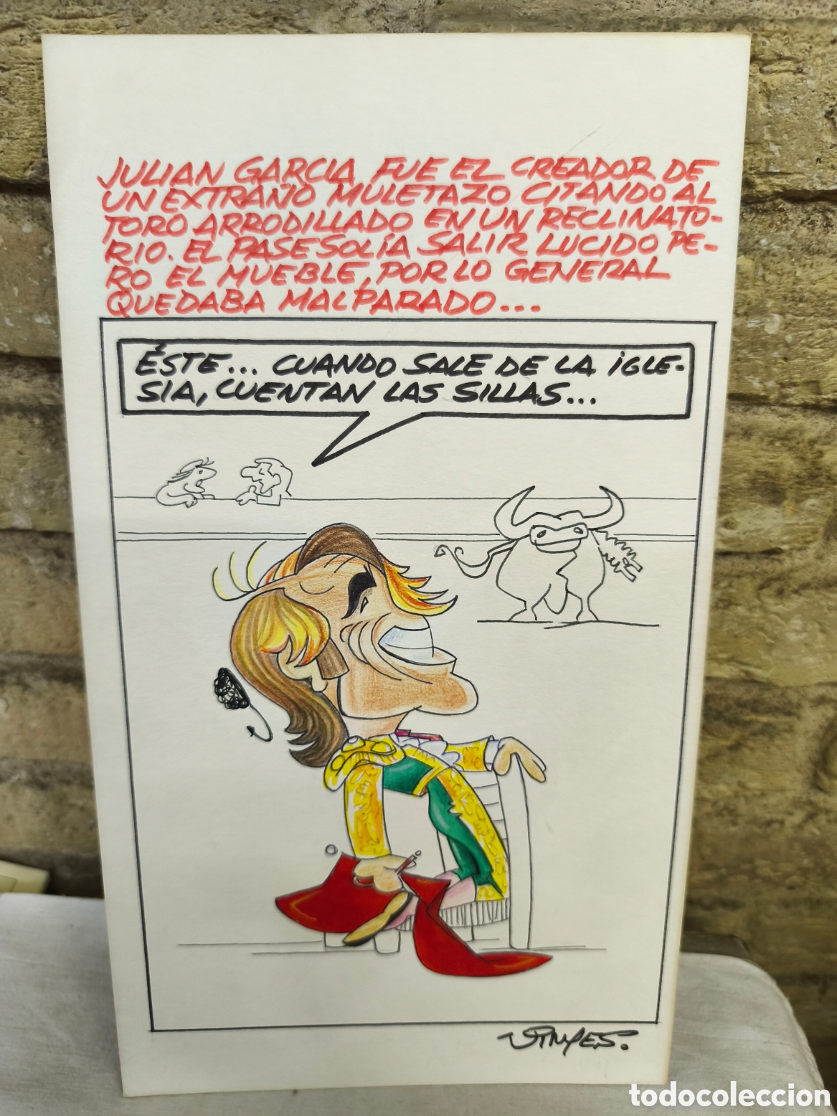 Tauromaquia: Dibujo original toreo humor, Vinyes, 26cm x 17cm