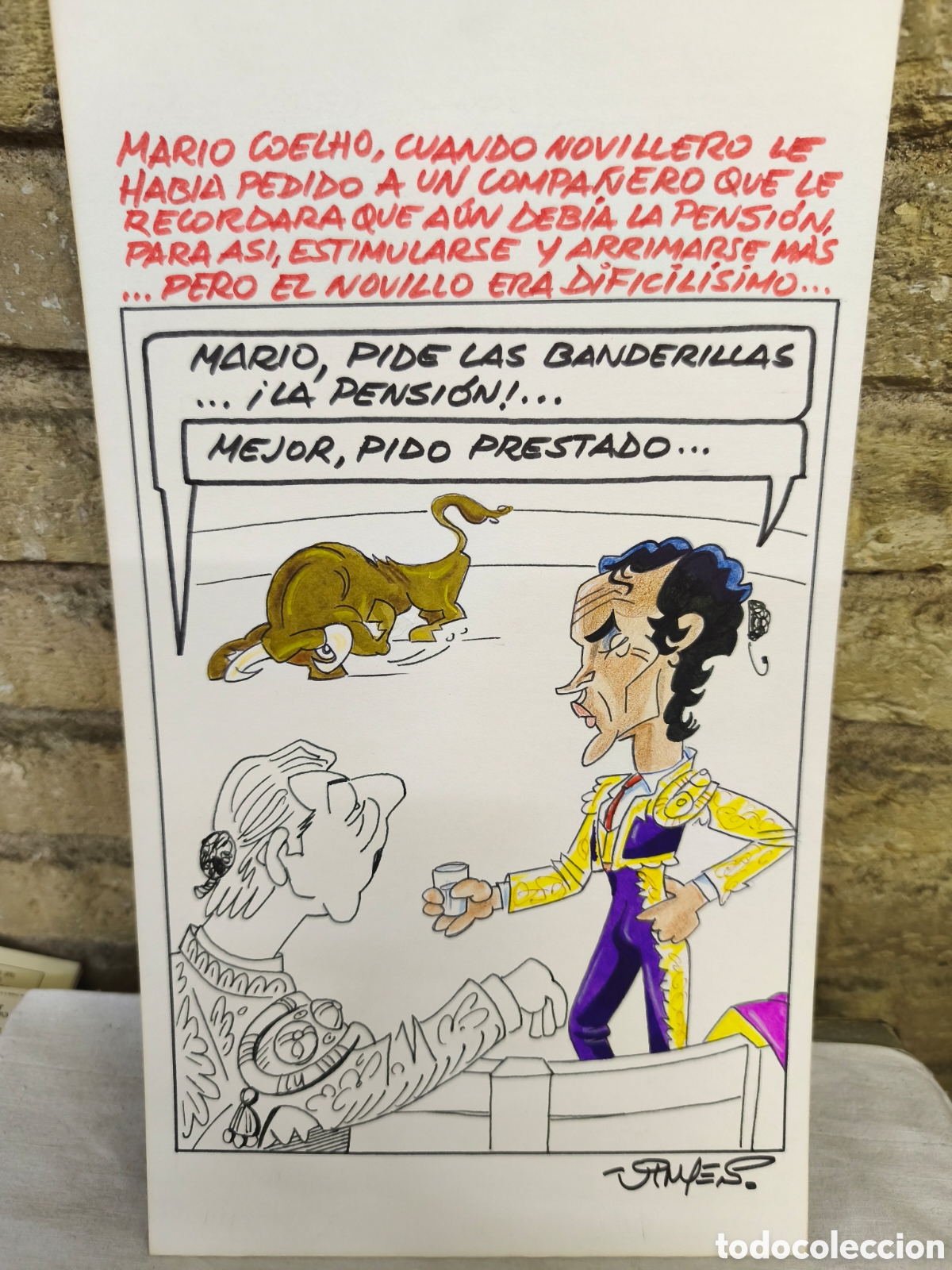 Tauromaquia: Dibujo original toreo humor, Vinyes, 26cm x 17cm