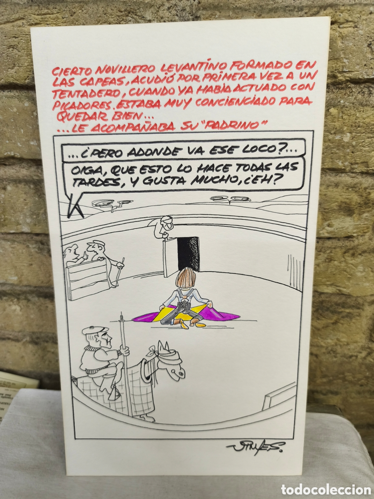 Tauromaquia: Dibujo original toreo humor, Vinyes, 26cm x 17cm