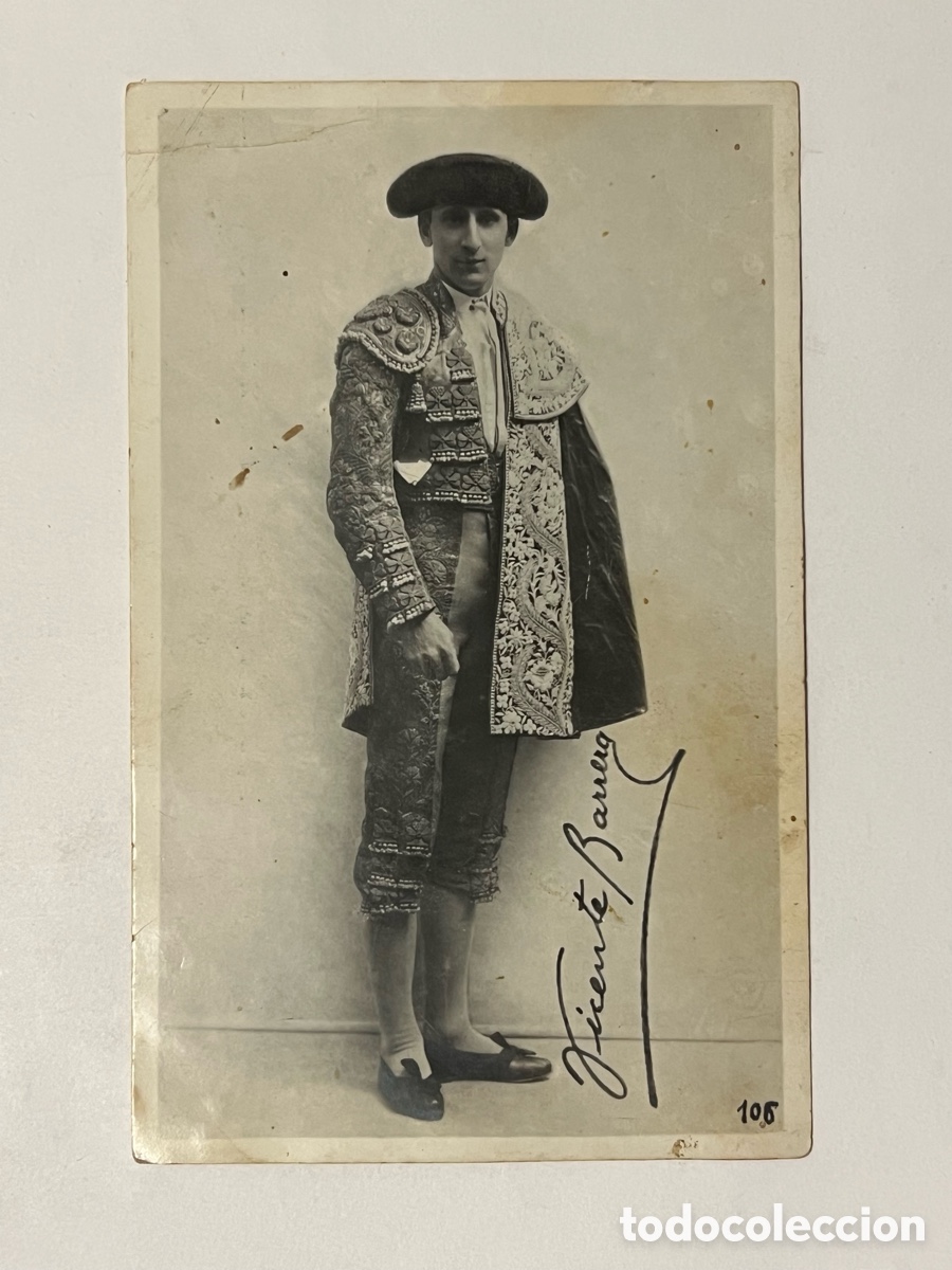 Tauromaquia: VICENTE BARRERA.. Torero Valenciano. Fotograf&iacute;a con aut&oacute;grafo. Edit. Fotograf&iacute;a, Barcelona (h.1930?)