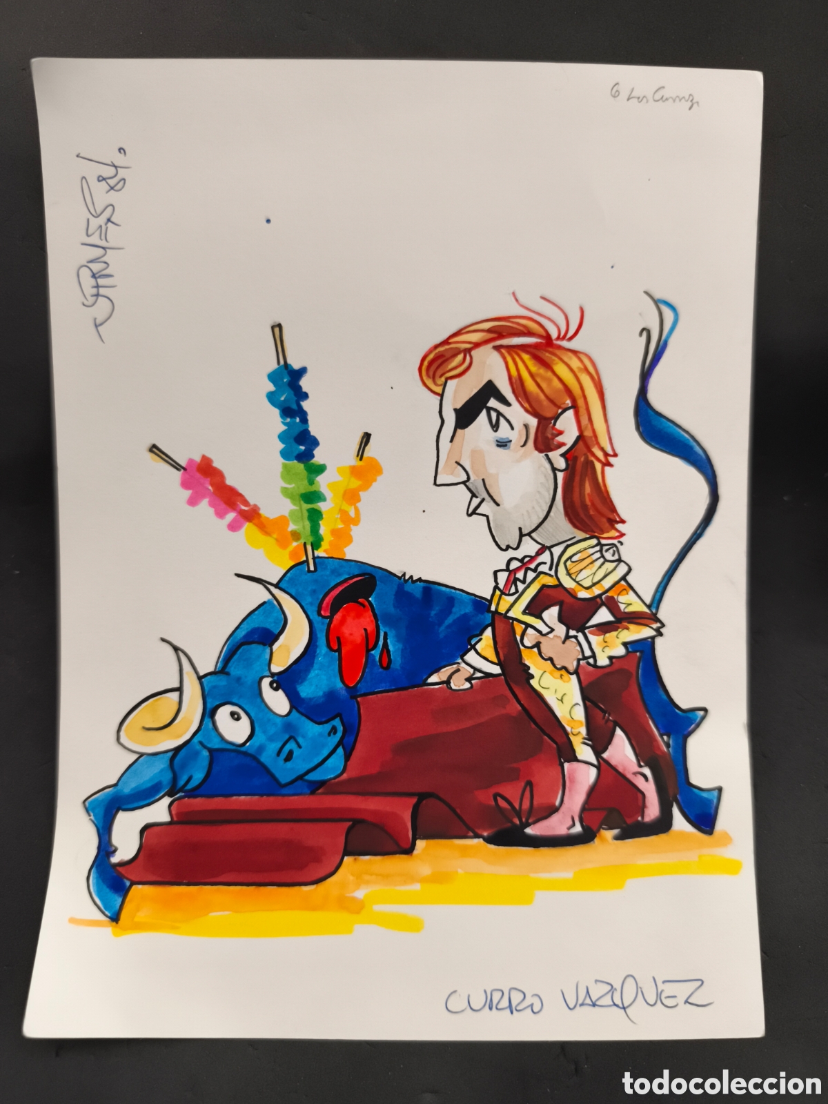 Tauromaquia: Dibujo original Toreo, Vinyes, curro vazquez 21cm x 16cm