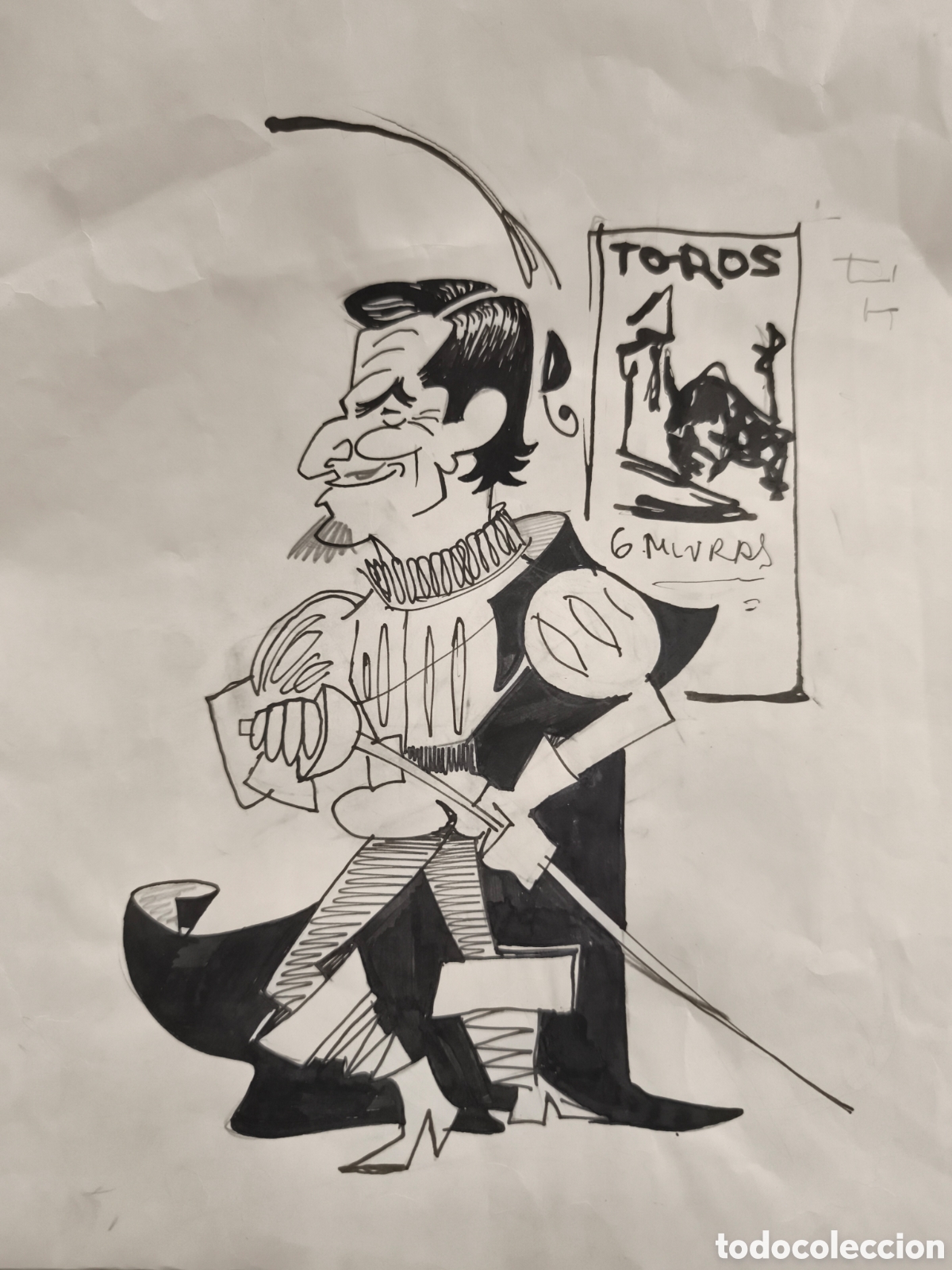 Tauromaquia: Dibujo original Toreo, Vinyes, Mario Cabre 37cm x 25cm