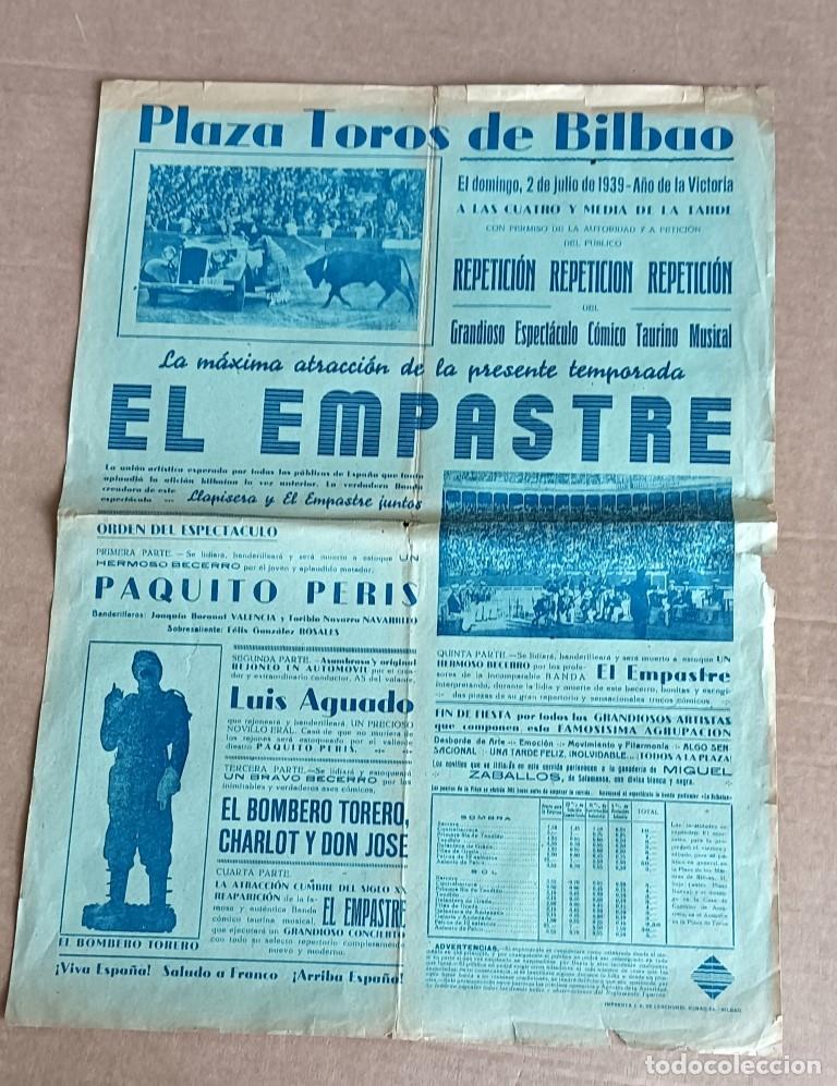 Tauromaquia: Cartel de toros Plaza de toros de Bilbao 1939 - El encastre