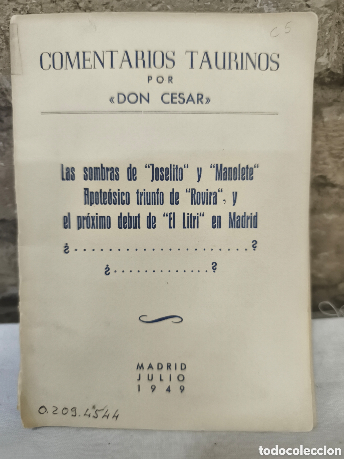 Tauromaquia: Comentarios taurinos 1949 la som Joselito y Manolete