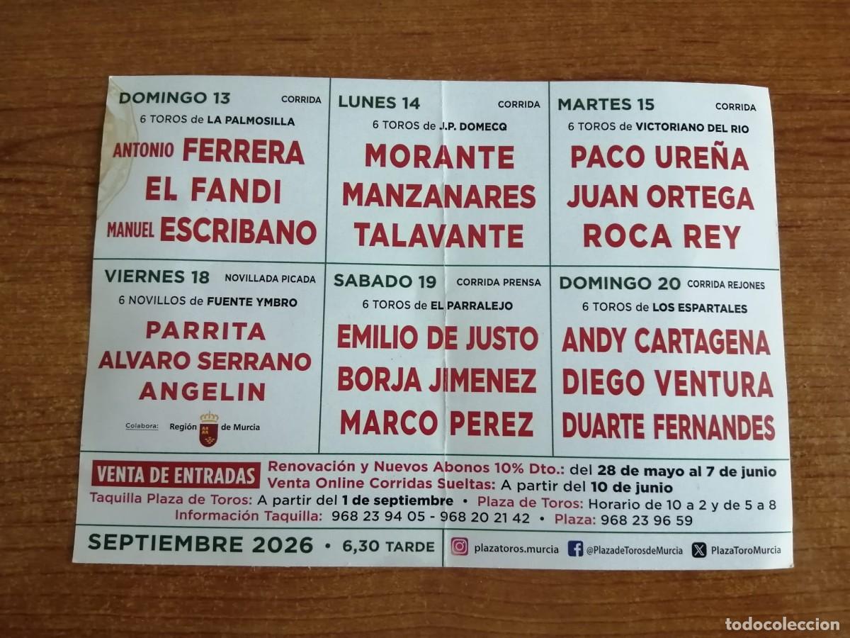 Tauromaquia: PROGRAMA TAURINO FERIA DE MURCIA 2026 - Foto 2