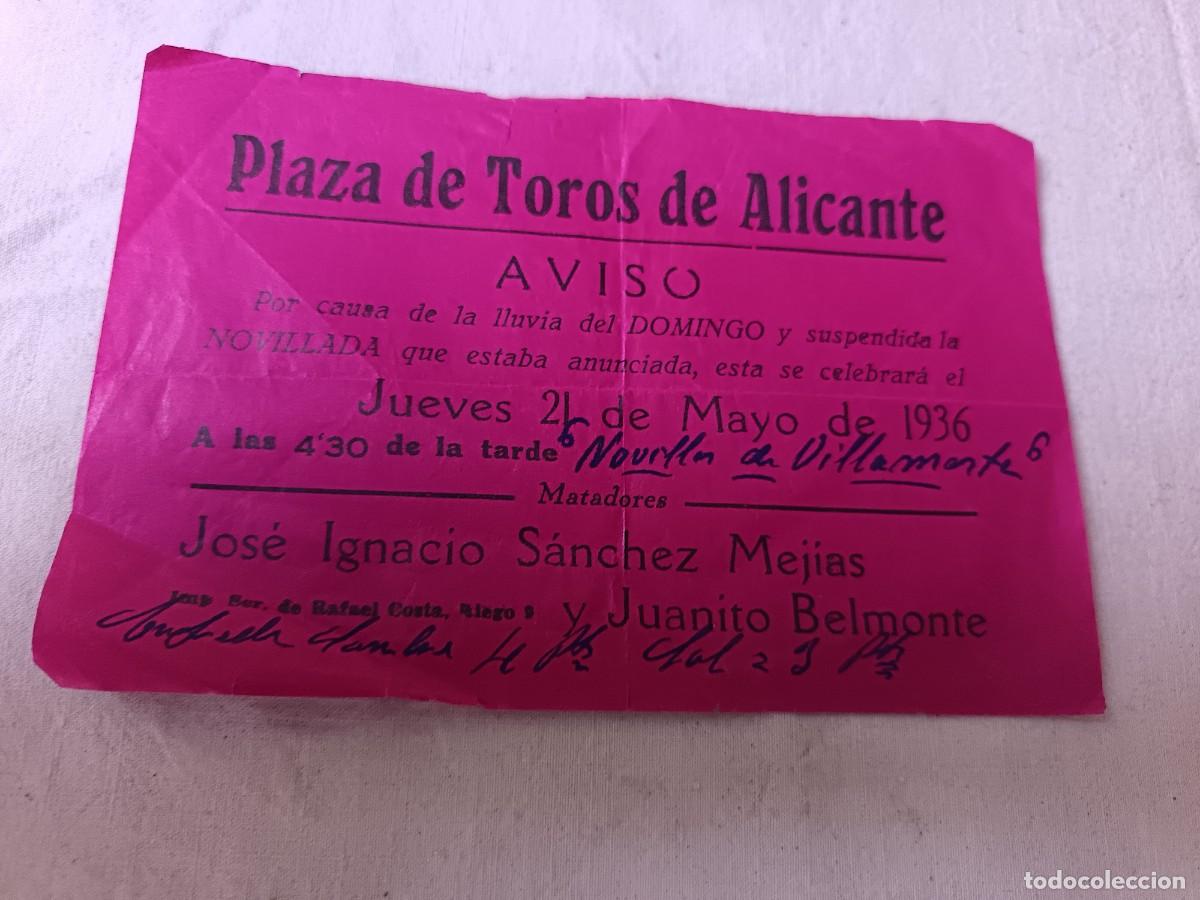 Tauromaquia: Antigua entrada de toros, plaza de toros de Alicante, 1936
