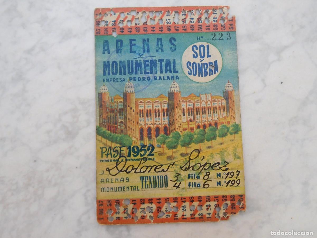 Tauromaquia: Pase anual plaza de toros 1952 Arenas y Monumental Barcelona