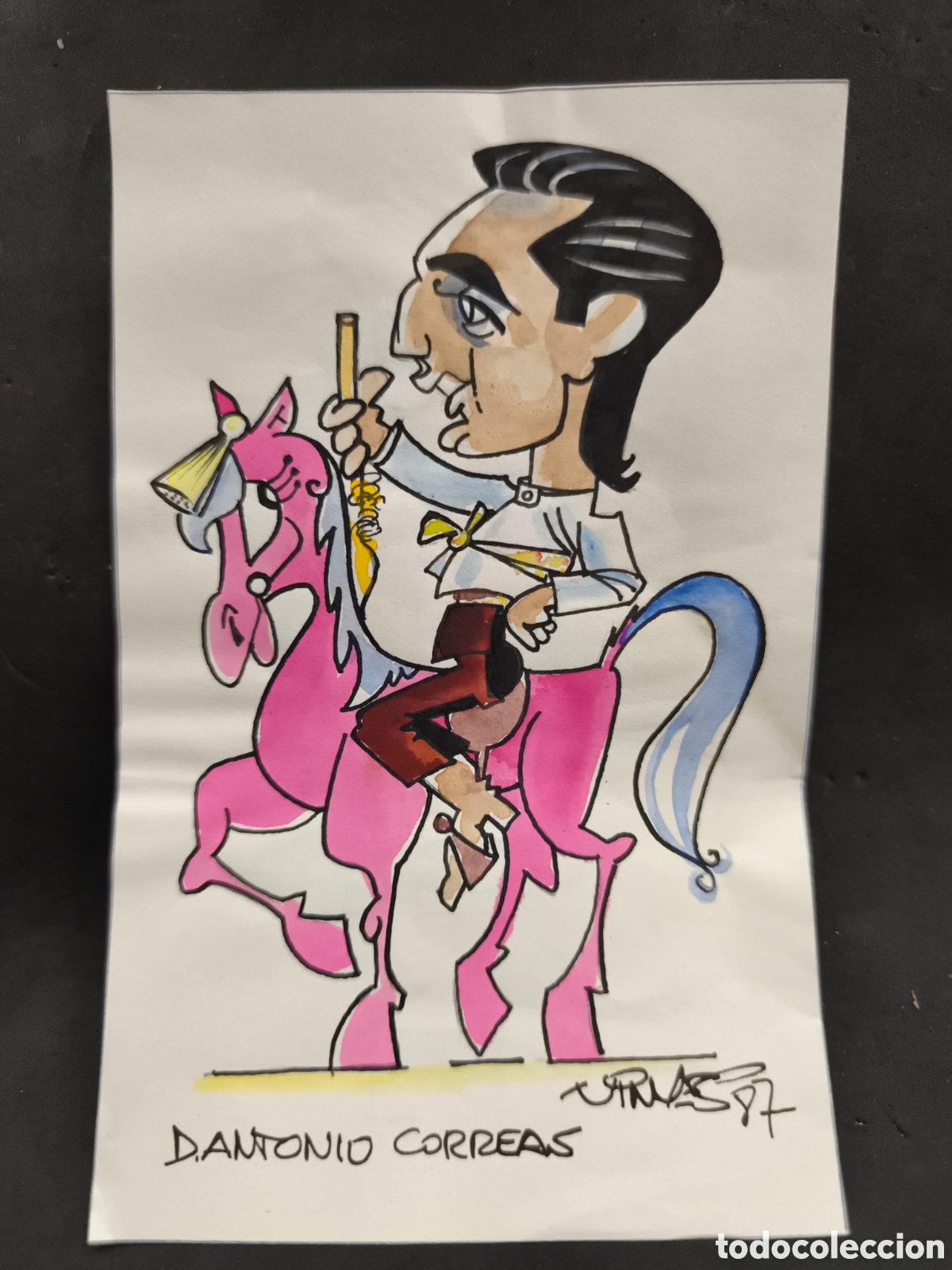 Tauromaquia: Dibujo original toreo, Vinyes, Antonio Correas 19 x 12cm
