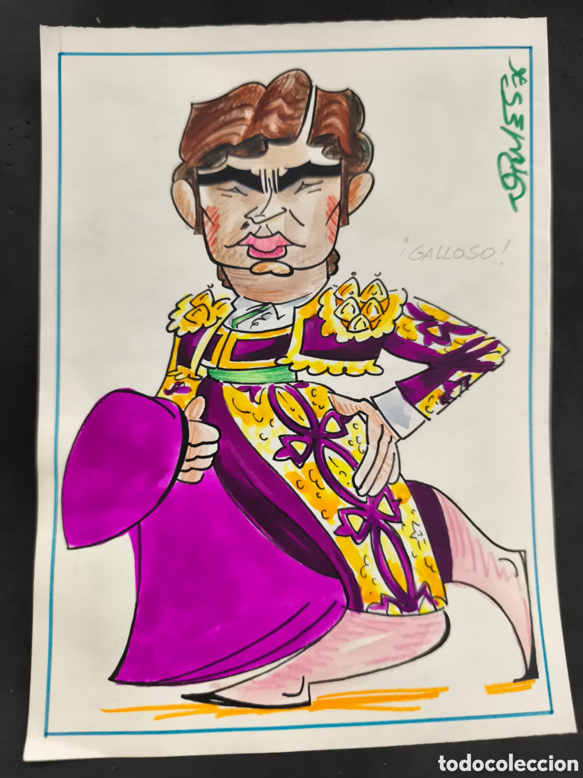 Tauromaquia: Dibujo original toreo, Vinyes, Galloso 23,5 x 17cm
