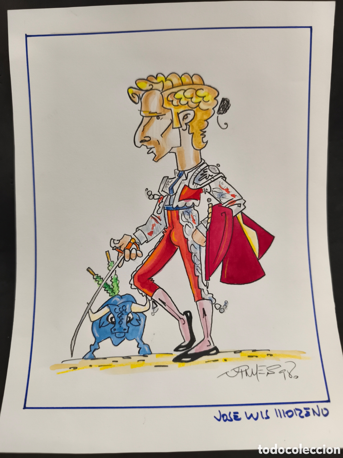 Tauromaquia: Dibujo original toreo, Vinyes, Jos&eacute; Luis lloreno 27,5 x 21cm