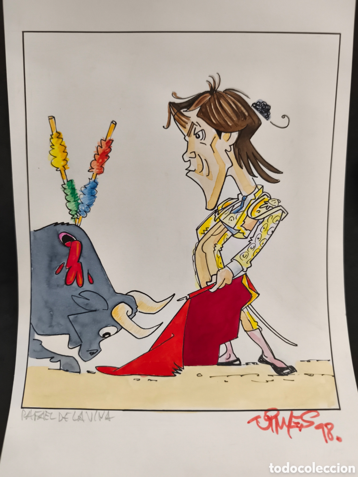 Tauromaquia: Dibujo original toreo, Vinyes, Rafael 30 x 21cm