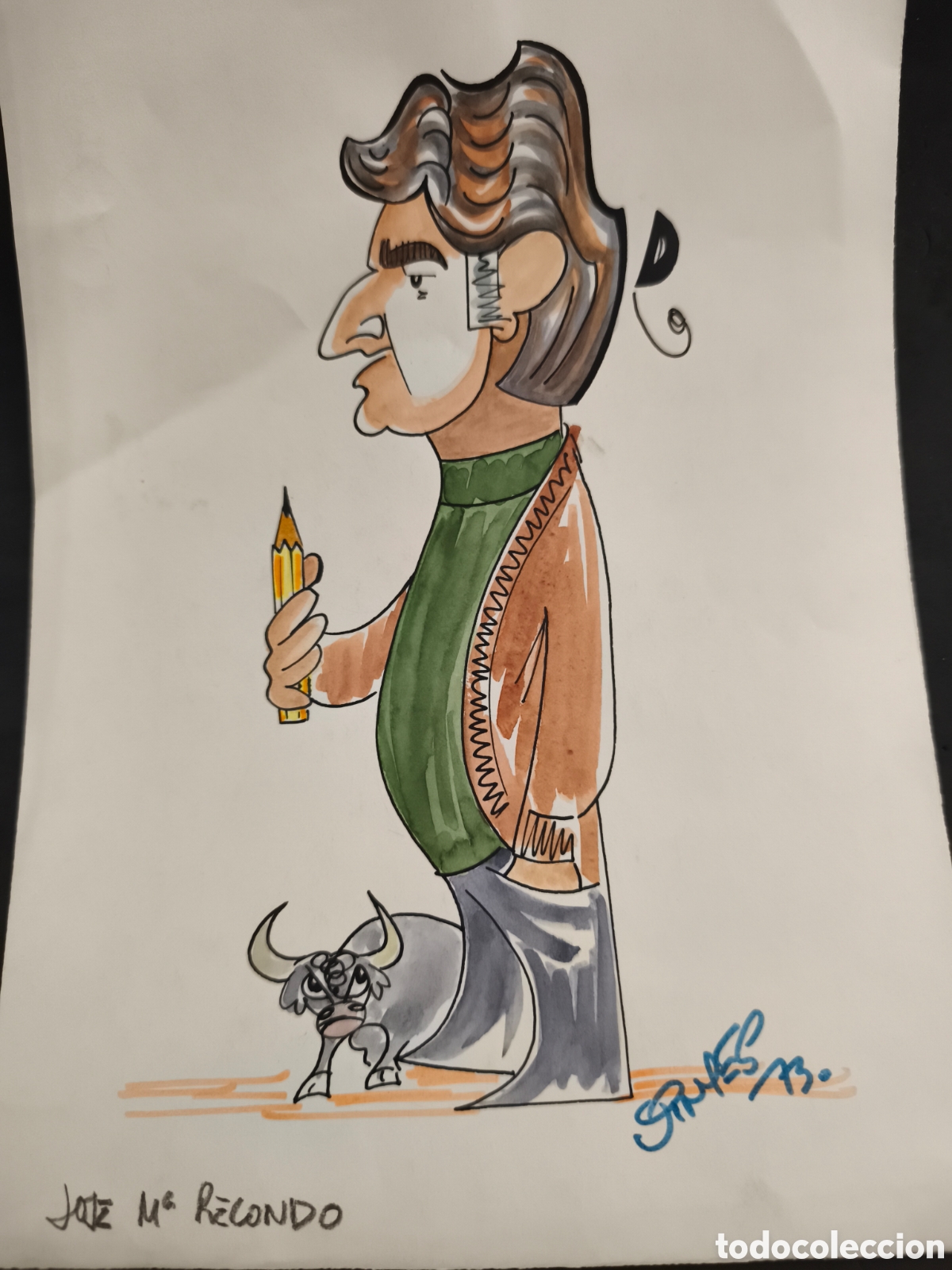 Tauromaquia: Dibujo original toreo, Vinyes, Jos&eacute; Mar&iacute;a Recondo 34 x 23cm