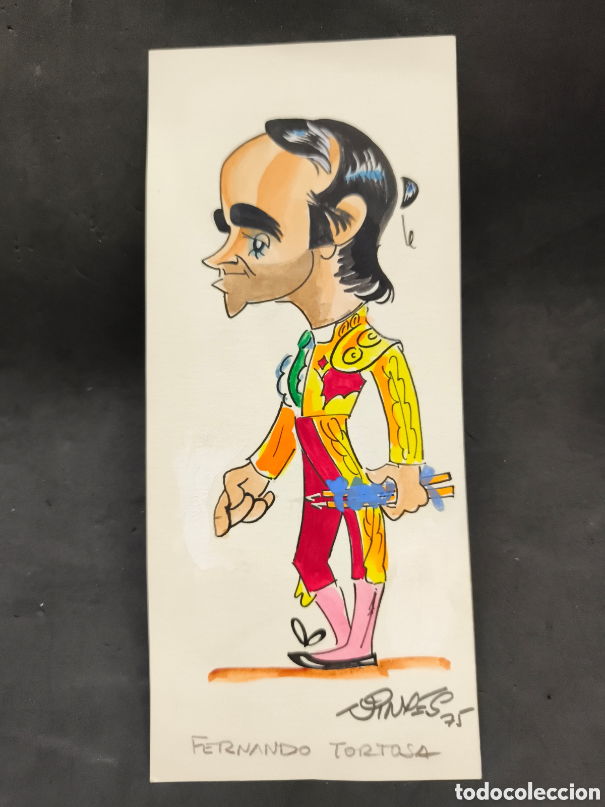 Tauromaquia: Dibujo original toreo, Vinyes, Fernando Tortosa 25 x11cm