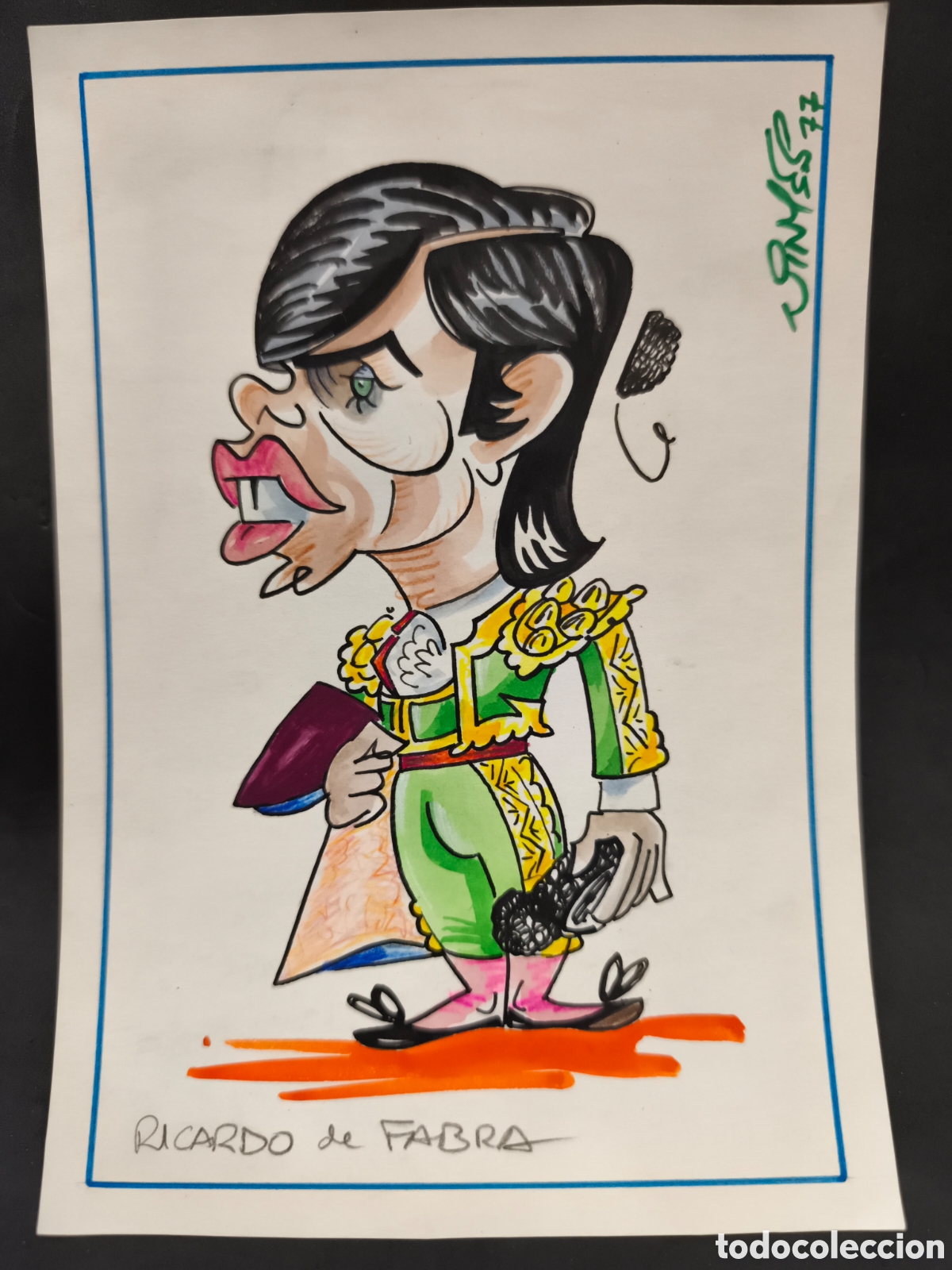 Tauromaquia: Dibujo original toreo, Vinyes, Ricardo Fabra 23 x16cm
