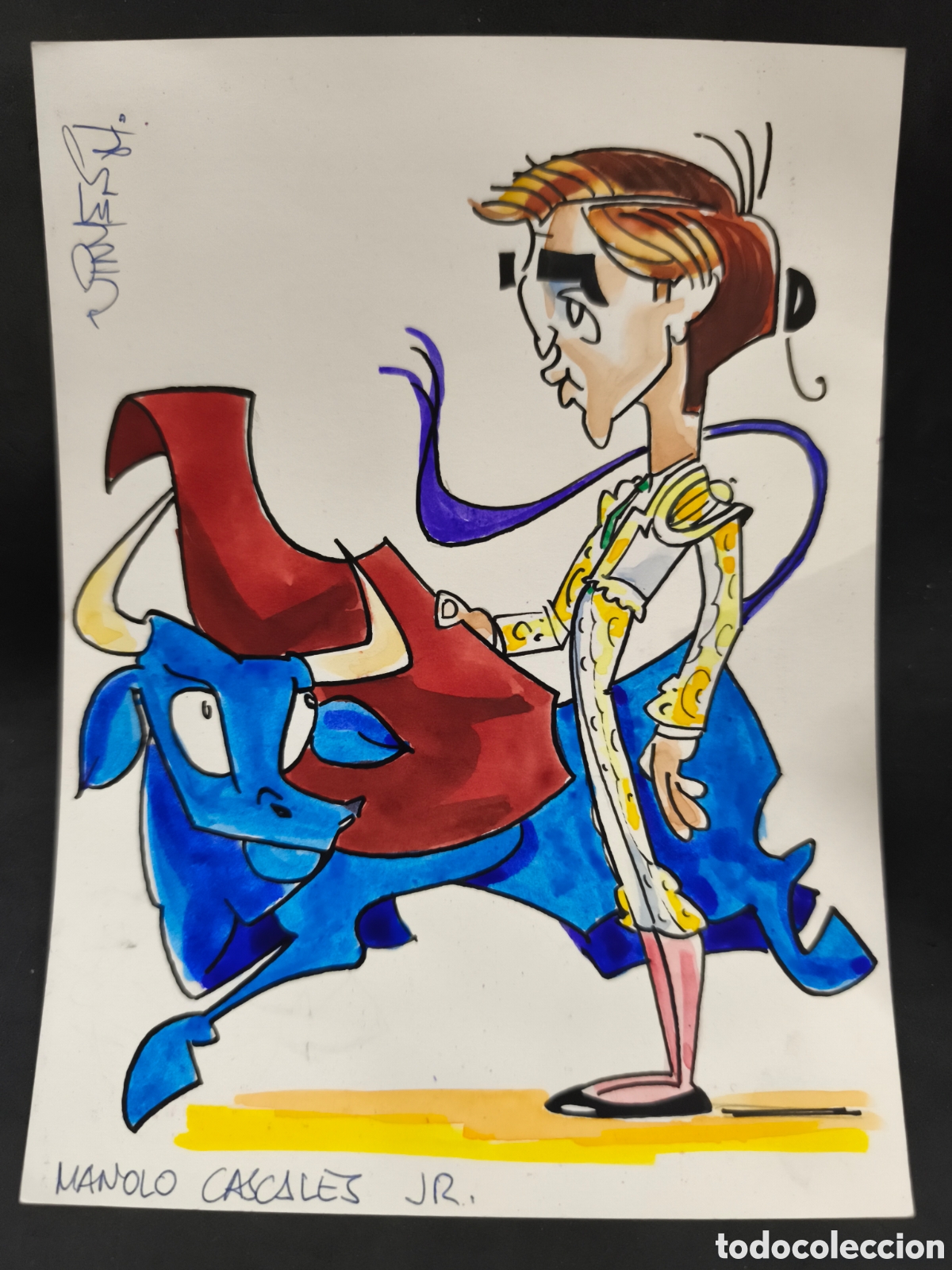 Tauromaquia: Dibujo original toreo, Vinyes, Manolo Cascales 21x16cm
