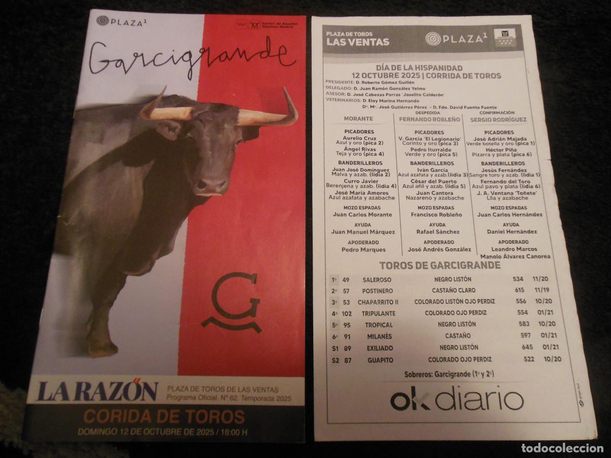 Tauromaquia: 2025 - PROGRAMA DE TOROS LAS VENTAS &iexcl;&iexcl;MORANTE DE LA PUEBLA ANUNCIA SU RETIRADA!! MADRID GARCIGRANDE