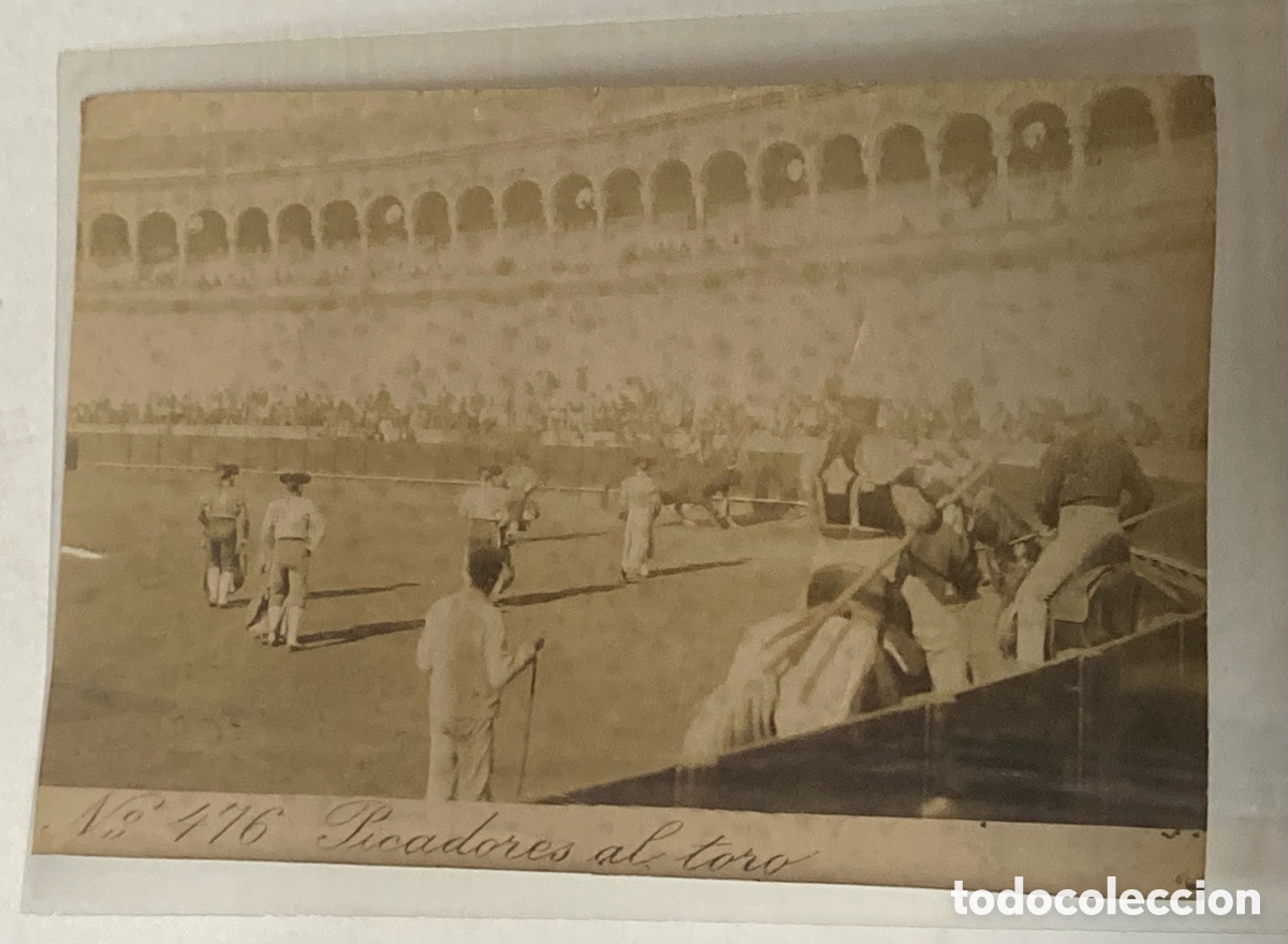 Stierkampf: SEVILLA SIGLO XIX - FOTOGRAF&Iacute;A ALB&Uacute;MINA DE E. BEAUCHY - N&ordm; 476 PICADORES AL TORO - TOROS