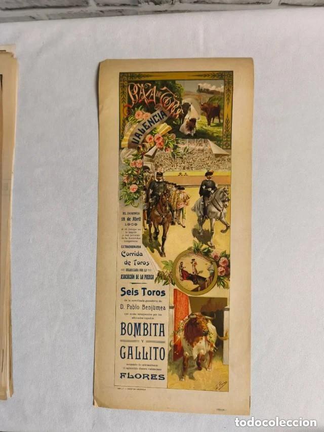 Tauromaquia: Cartel Corrida Plaza de Toros Valencia 1909. Toros de Benjumea. Toreros Bombita y Gallito