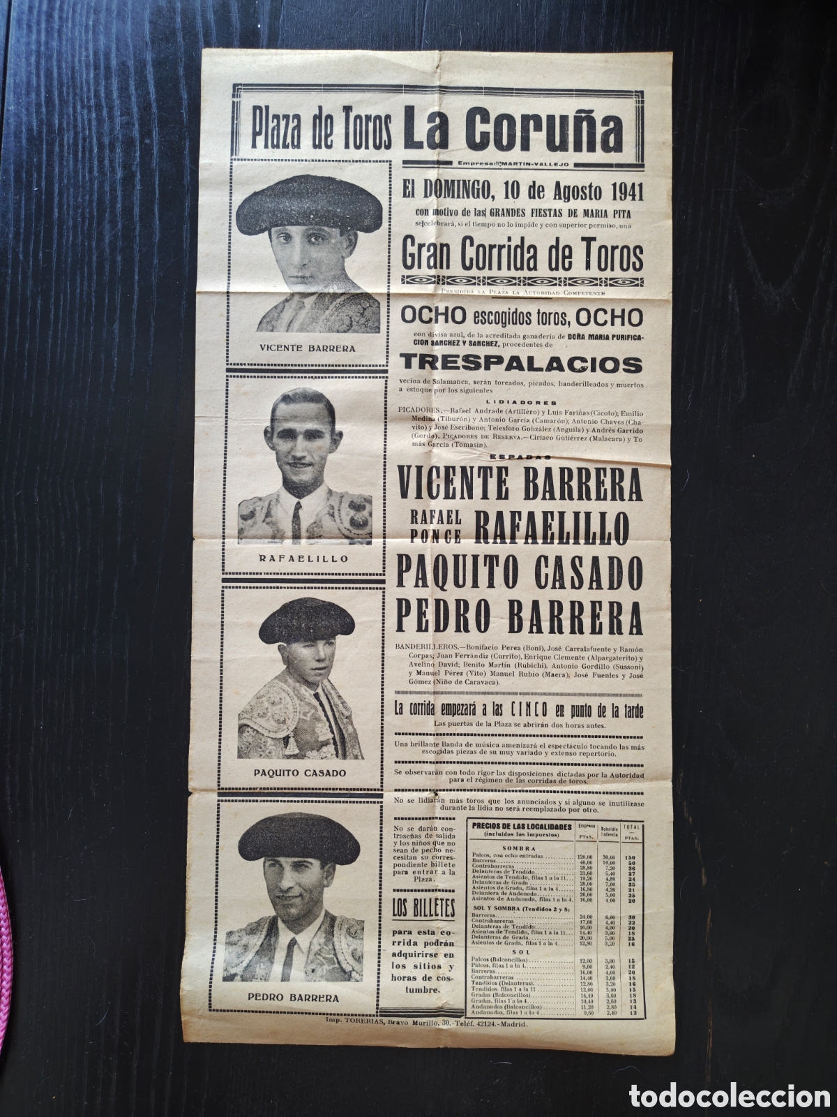 Tauromaquia: Cartel original taurino 1941