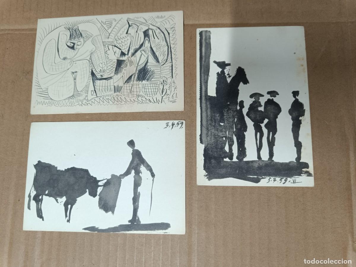 Tauromaquia: LOTE DE 3 ANTIGUAS POSTALES, REPRODUCCIONES DE PICASSO, LES DEJEUNERS 1962, TOROS Y TOREROS 1966 -S1