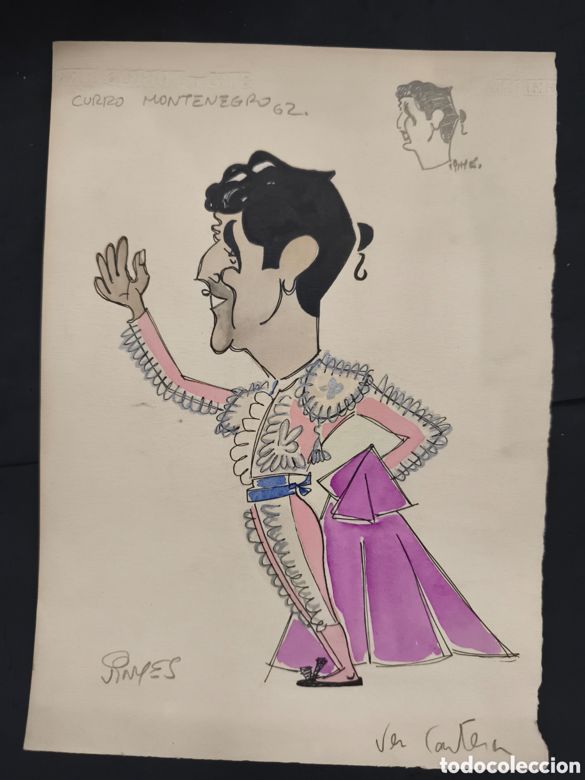Tauromachie: dibujos original Toreo, Vinyes, curro Montenegro 33cm x 23cm