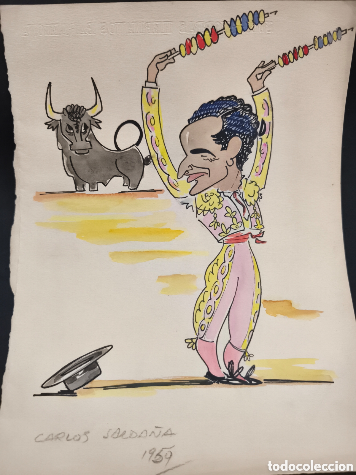 Tauromaquia: dibujo original Toreo, Vinyes, Carlos Salda&ntilde;a 33cm x 25cm