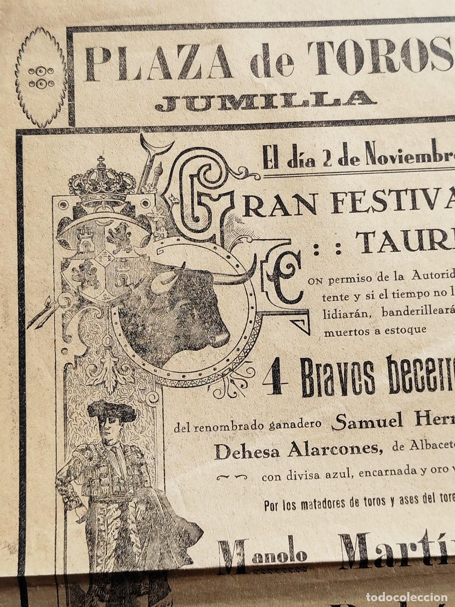 Tauromaquia: Cartel (43x21,5) Plaza de Toros de Jumilla. Gran Festival Taurino. 2 de Noviembre de 1930.