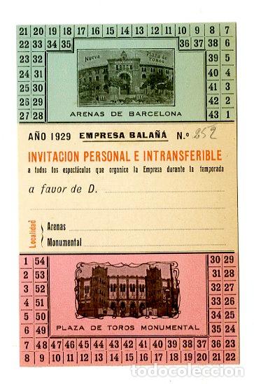 Tauromaquia: Invitaci&oacute;n 1929 n.252 Arenas y Monumental Empresa Bala&ntilde;&aacute;