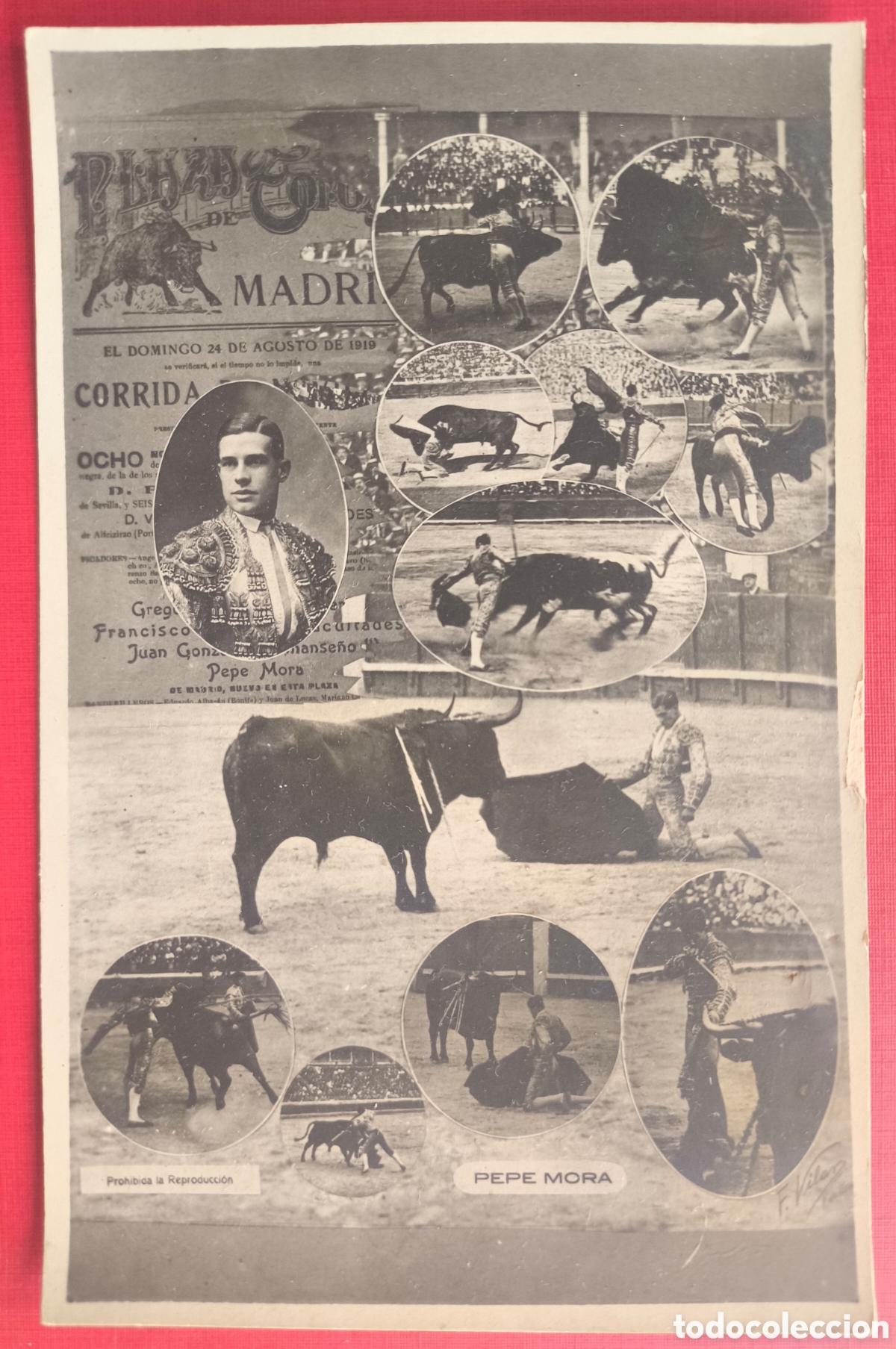 Tauromaquia: TAUROMAQUIA TORERO PEPE MORA POSTAL FOTOGR&Aacute;FICA LANCES TORERO MADRID 1919