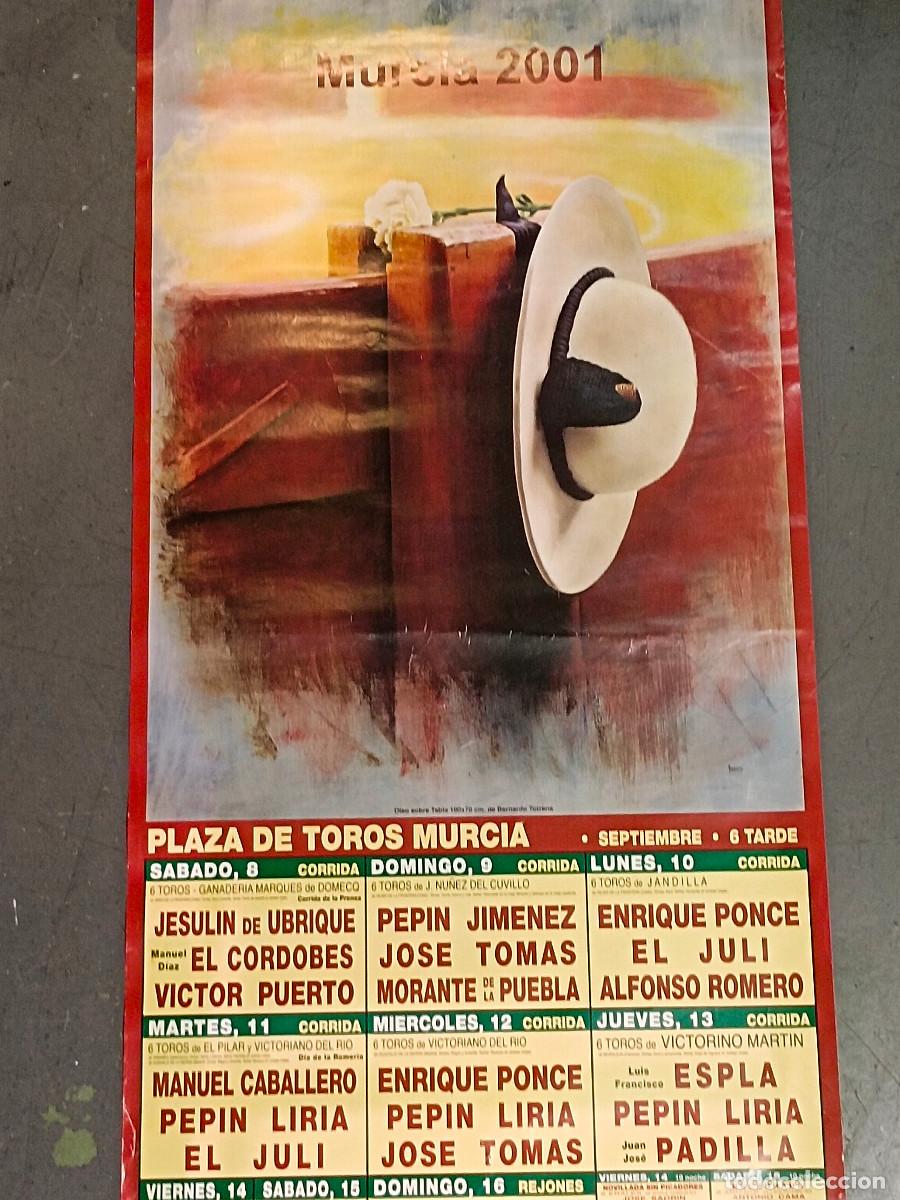 Tauromaquia: CARTEL DE TOROS n&ordm;4 DE MURCIA DE ESCAPARATE , A&Ntilde;O 2001, medidas 96x46 cm