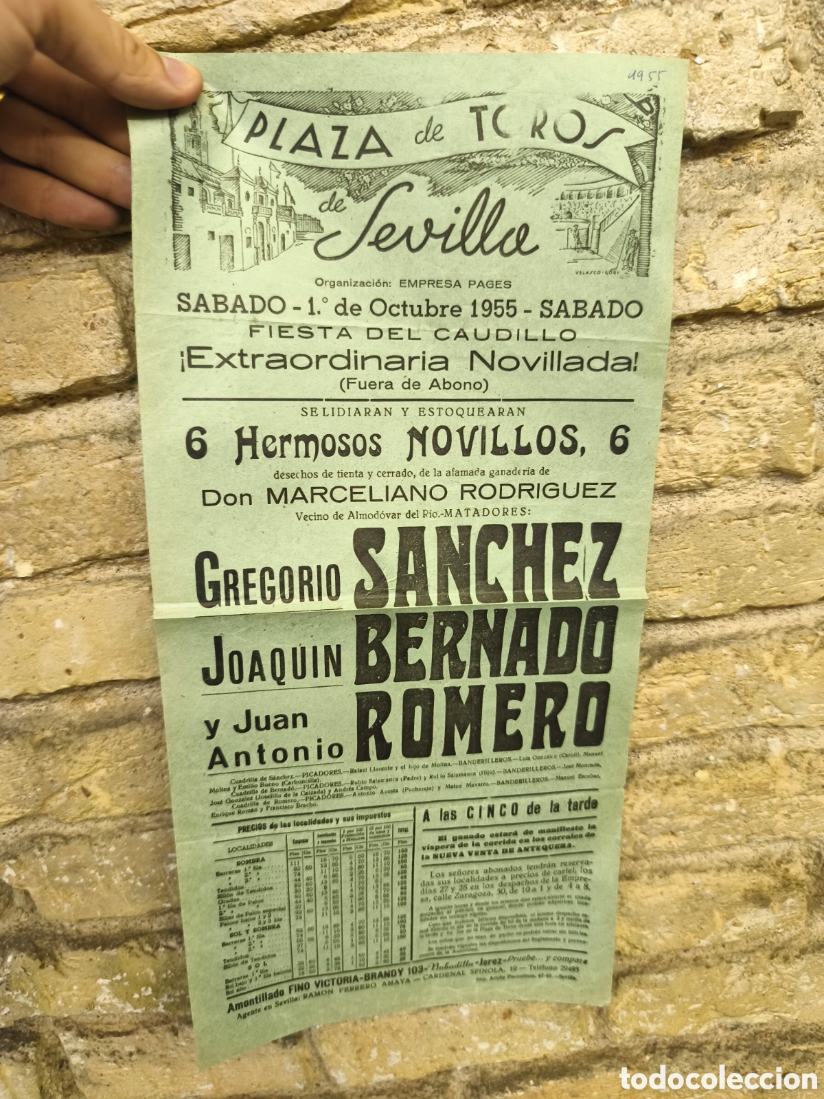 Tauromaquia: Cartel taurino plaza de toros de Sevilla 1955