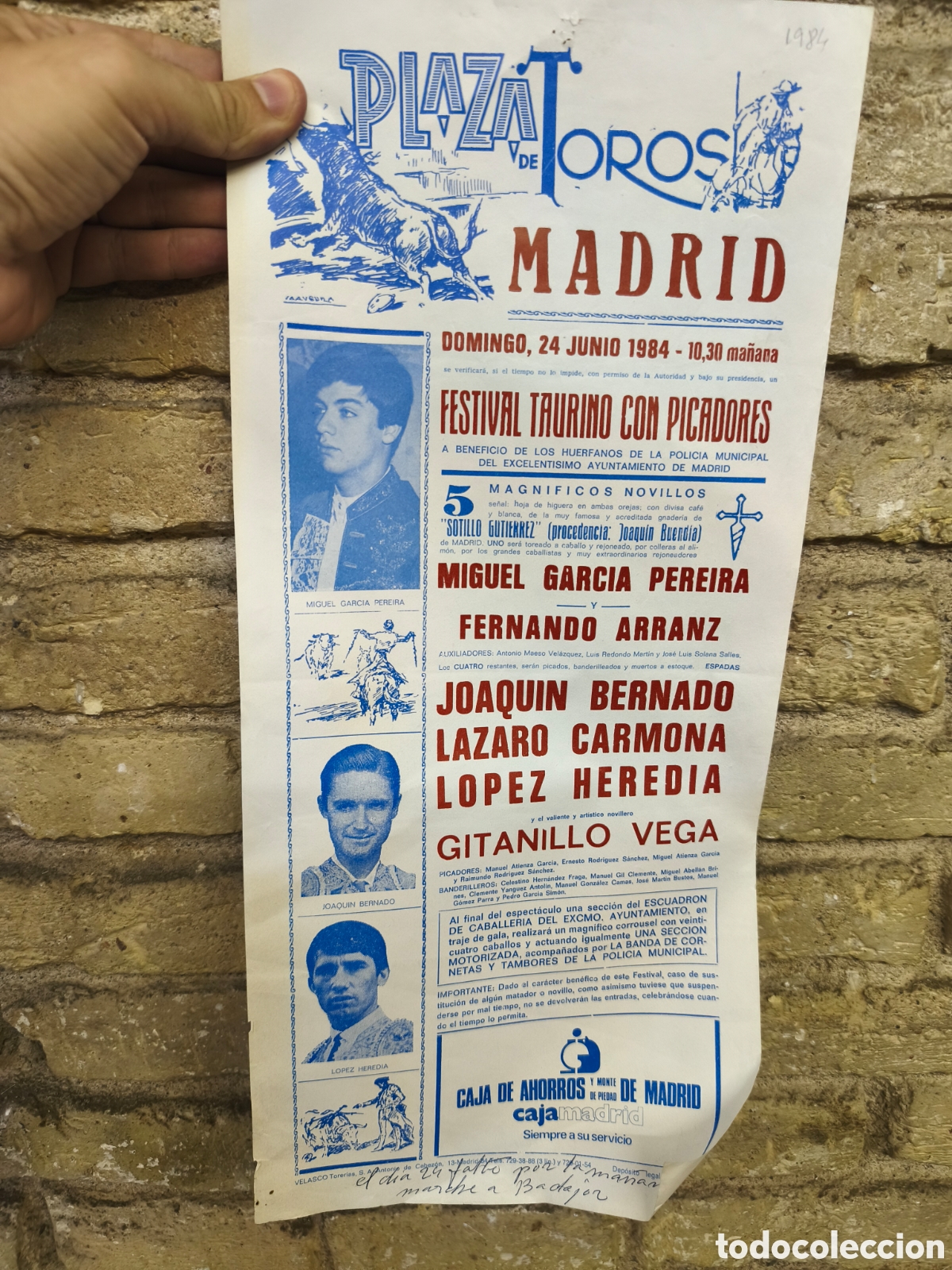 Tauromaquia: Cartel plaza de toros de Madrid 1984