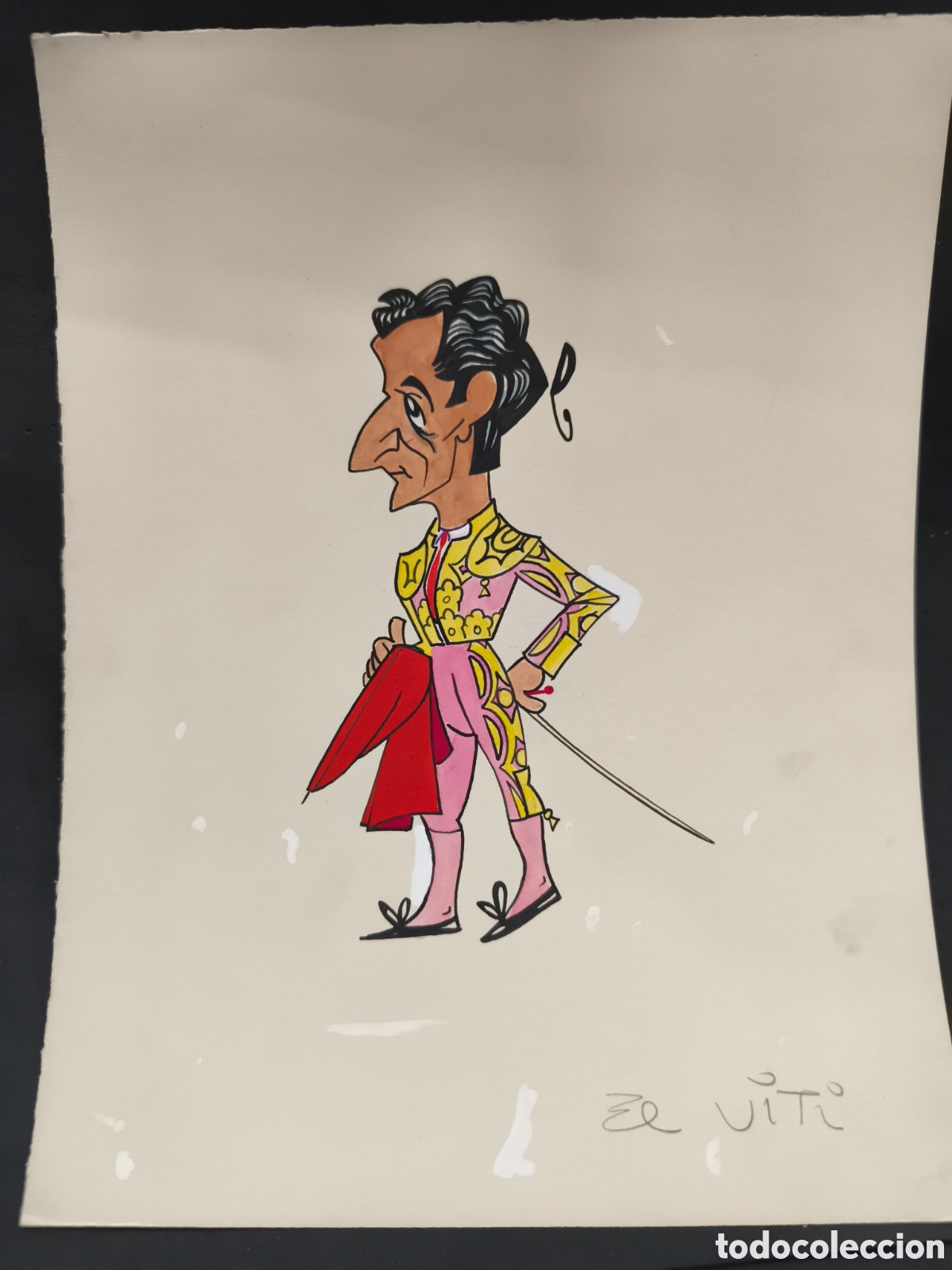 Tauromaquia: Dibujo original toreo, Vinyes, El voto, 32,5cm x 25cm