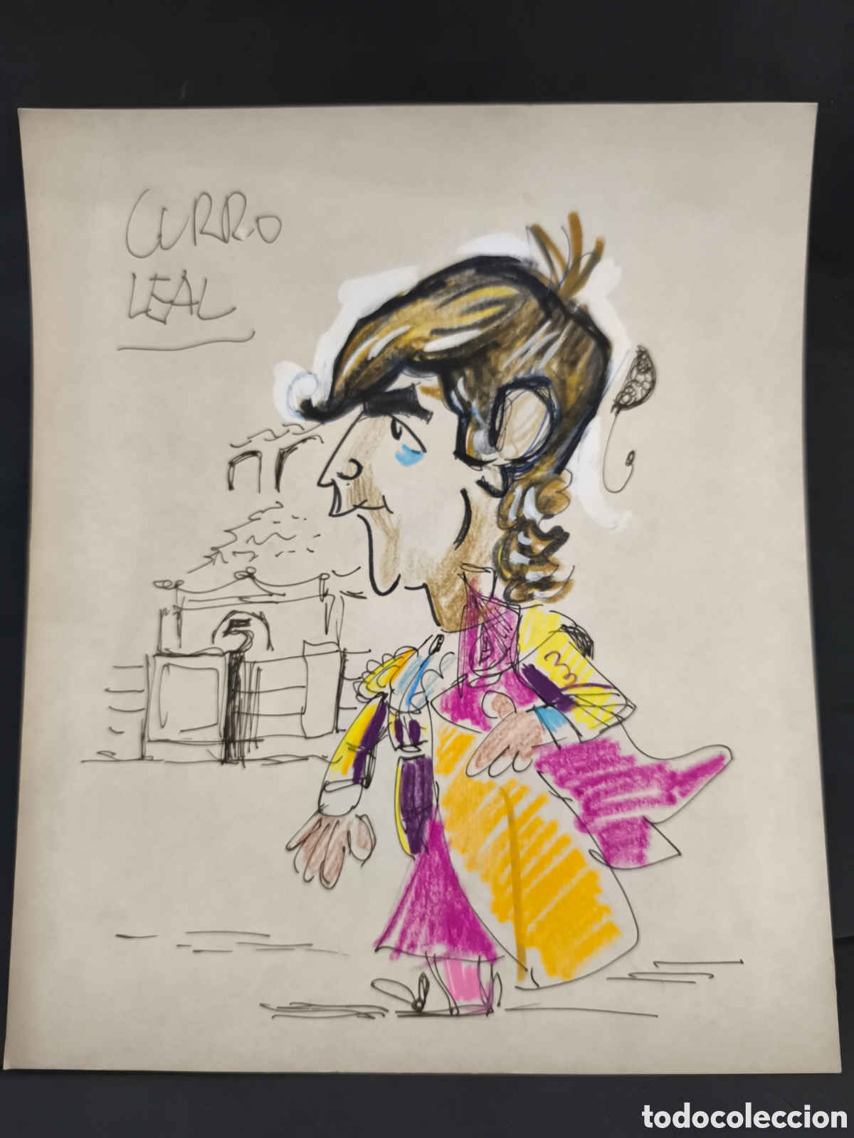 Tauromaquia: Dibujo original toreo, Vinyes, Curro Leal, 31cm x 26cm