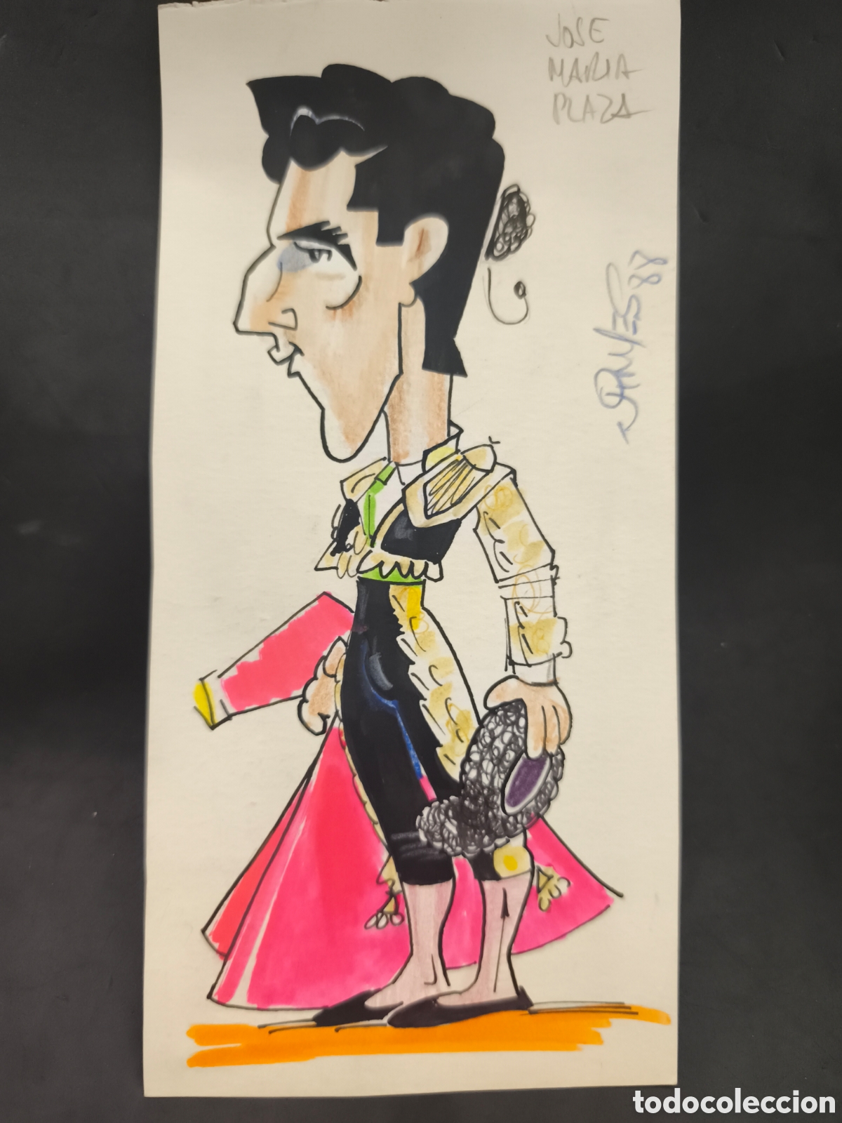 Tauromaquia: Dibujo original toreo, Vinyes, Jos&eacute; Mar&iacute;a plaza 24cm x 12cm
