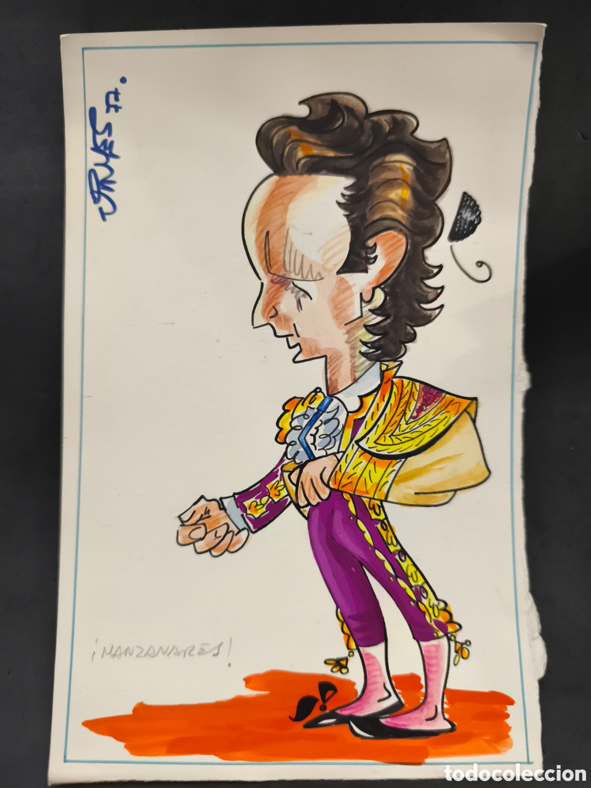 Tauromaquia: Dibujo original toreo, Manzanares 25cm x 16cm