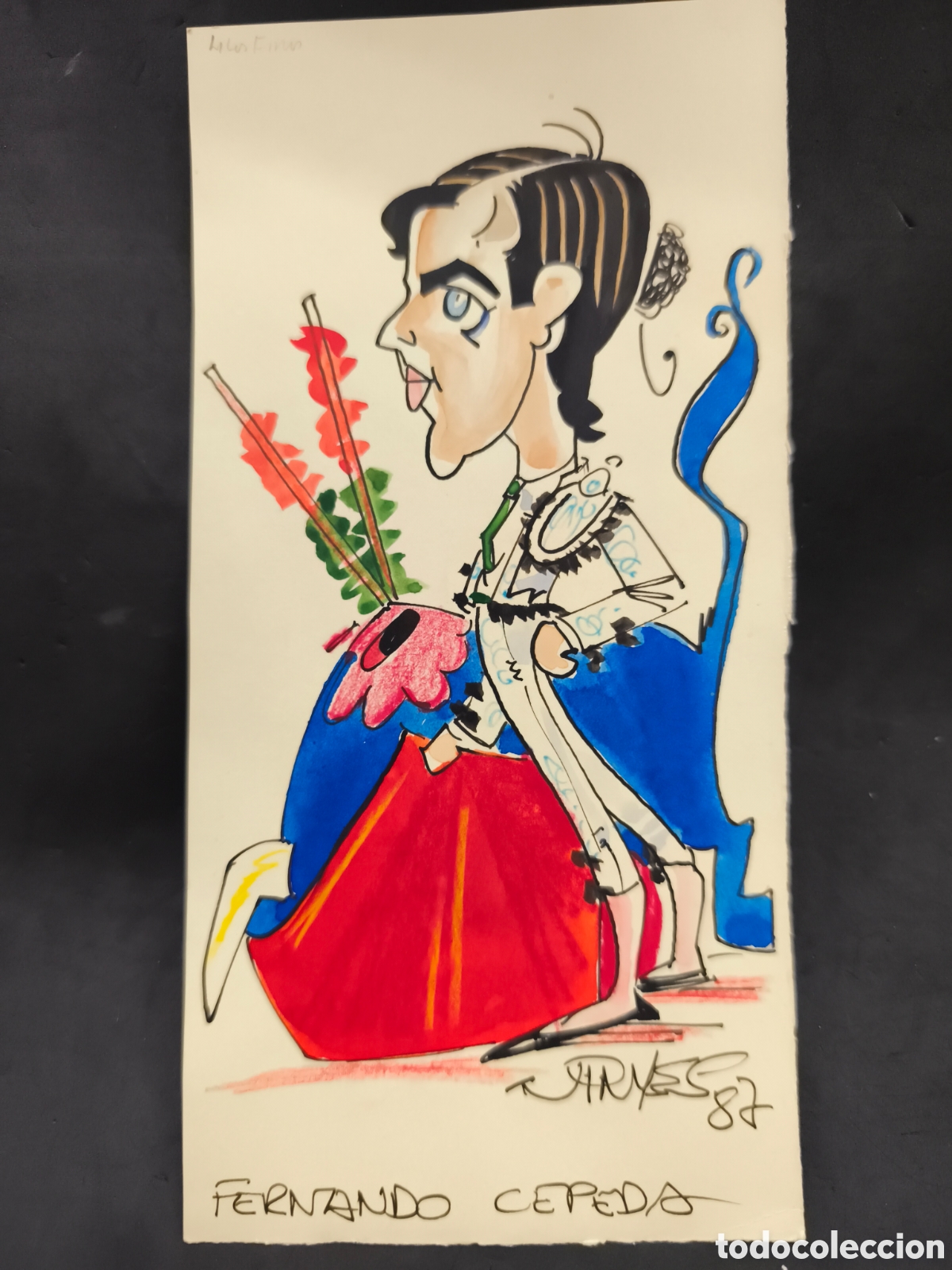 Tauromaquia: Dibujo original toreo, Fernando Cepeda 23cm x 11cm