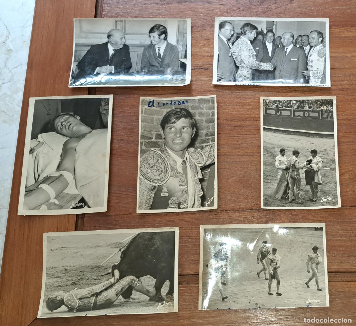 Tauromaquia: MANUEL BENITEZ EL CORDOB&Eacute;S - LOTE DE 7 FOTOGRAF&Iacute;AS ORIGINALES DE LOS A&Ntilde;OS 60 - Con FRANCO